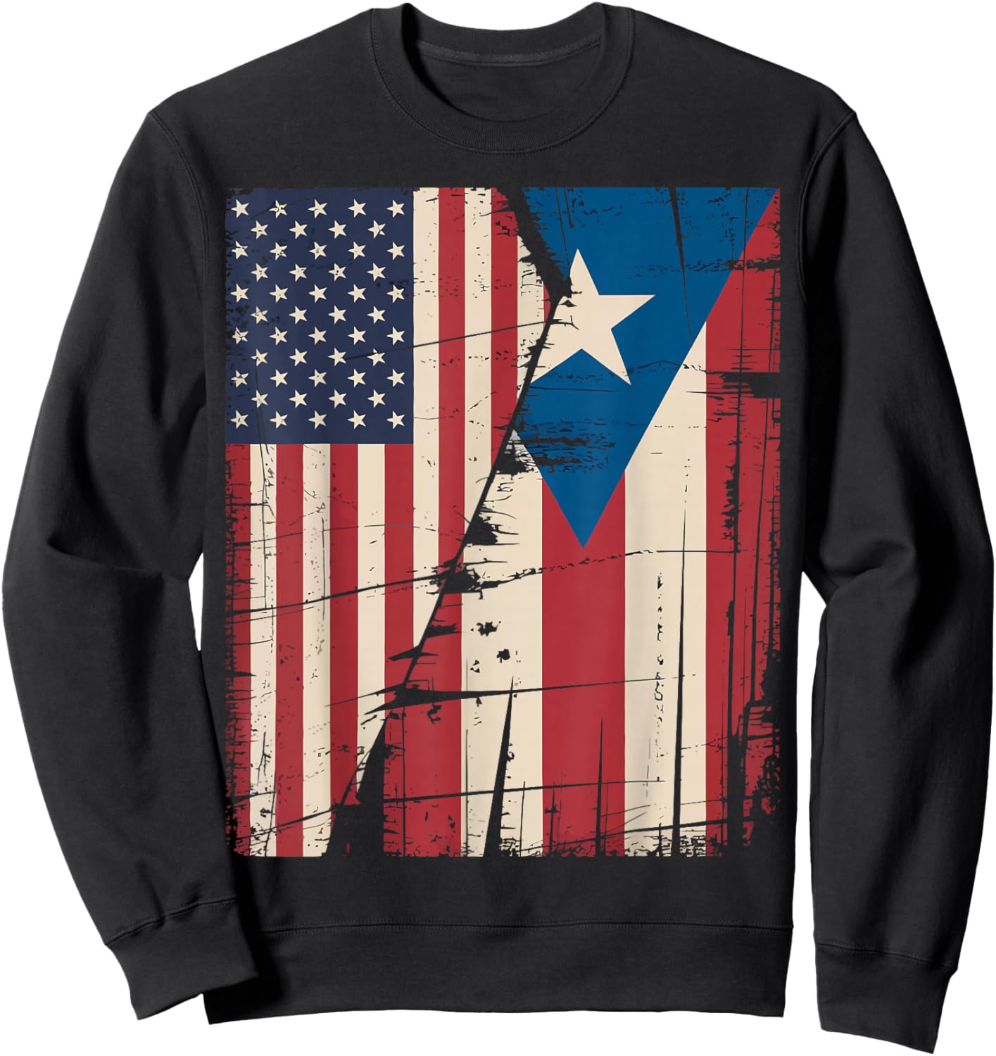 Puerto Rico USA Flag Puerto Rican American Design Sweatshirt - Sweatshirt | Black