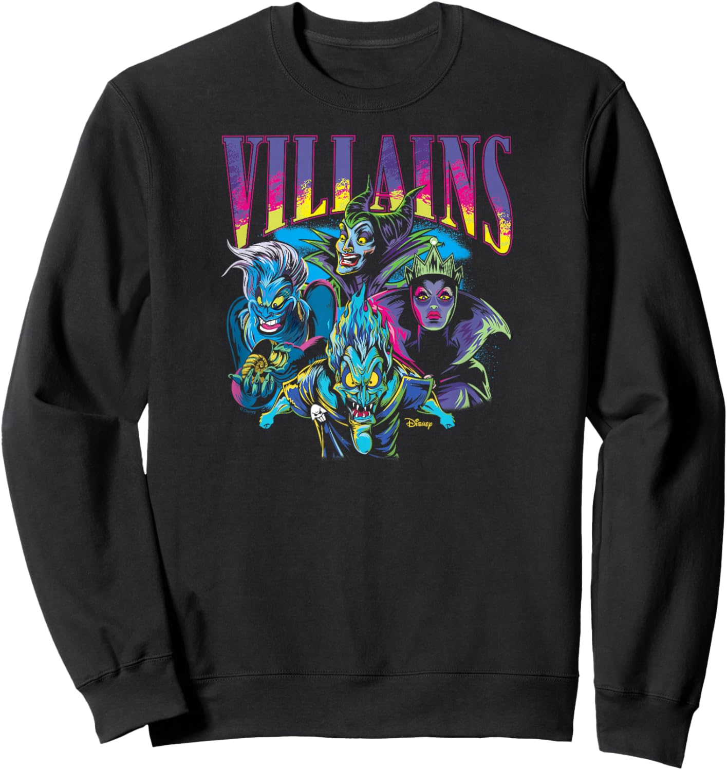 Blacklight Disney Villains Hades Ursula Maleficent Queen Sweatshirt - Sweatshirt | Black