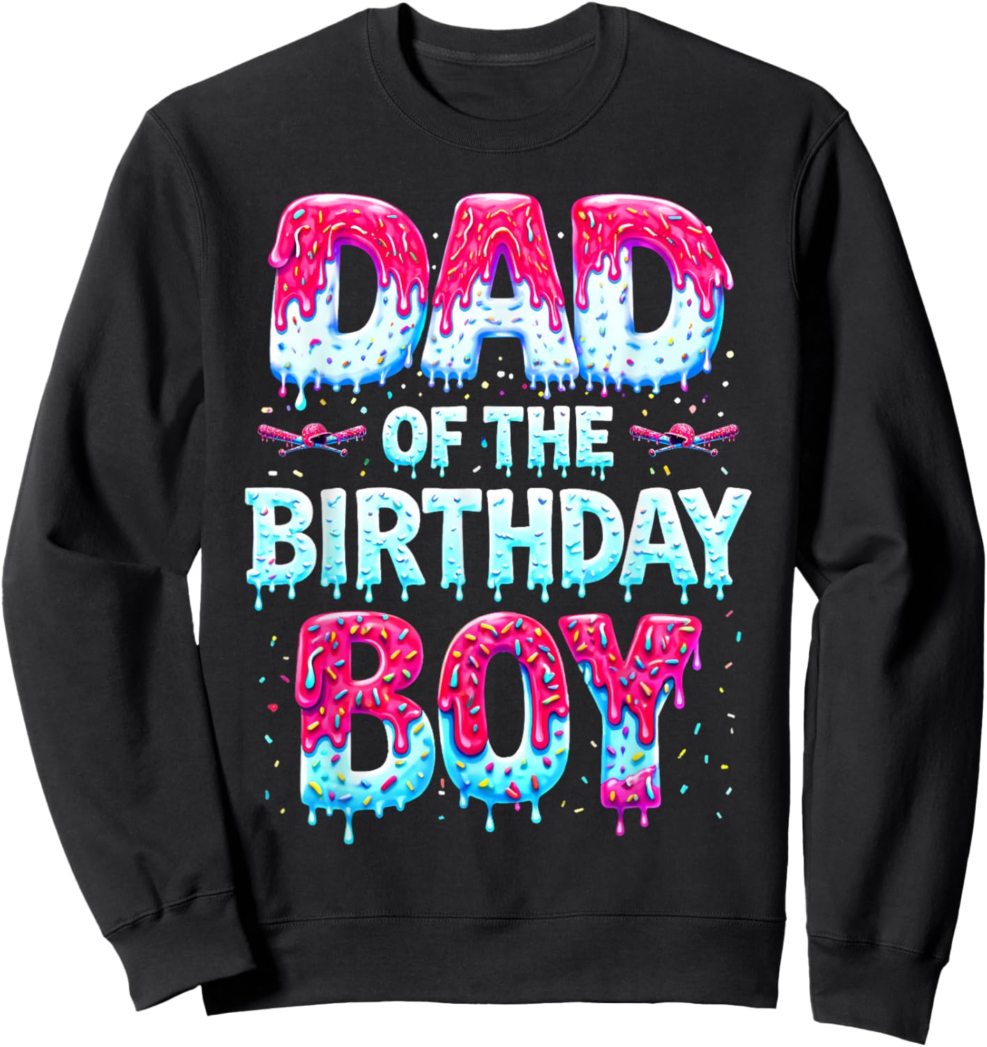 Dad of The Birthday Boy Ice Cream Baseball Family Party Sweatshirt - Sweatshirt | Black