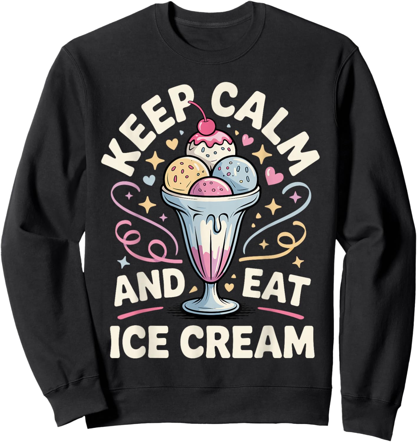 Funny Ice Cream Art Women Kids Dessert Ice Cream Fan Sweatshirt - Sweatshirt | Black