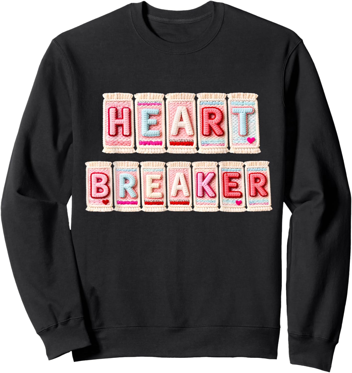 Heart Breaker Flux Knitted Design Valentines Day Sweatshirt - Sweatshirt | Black
