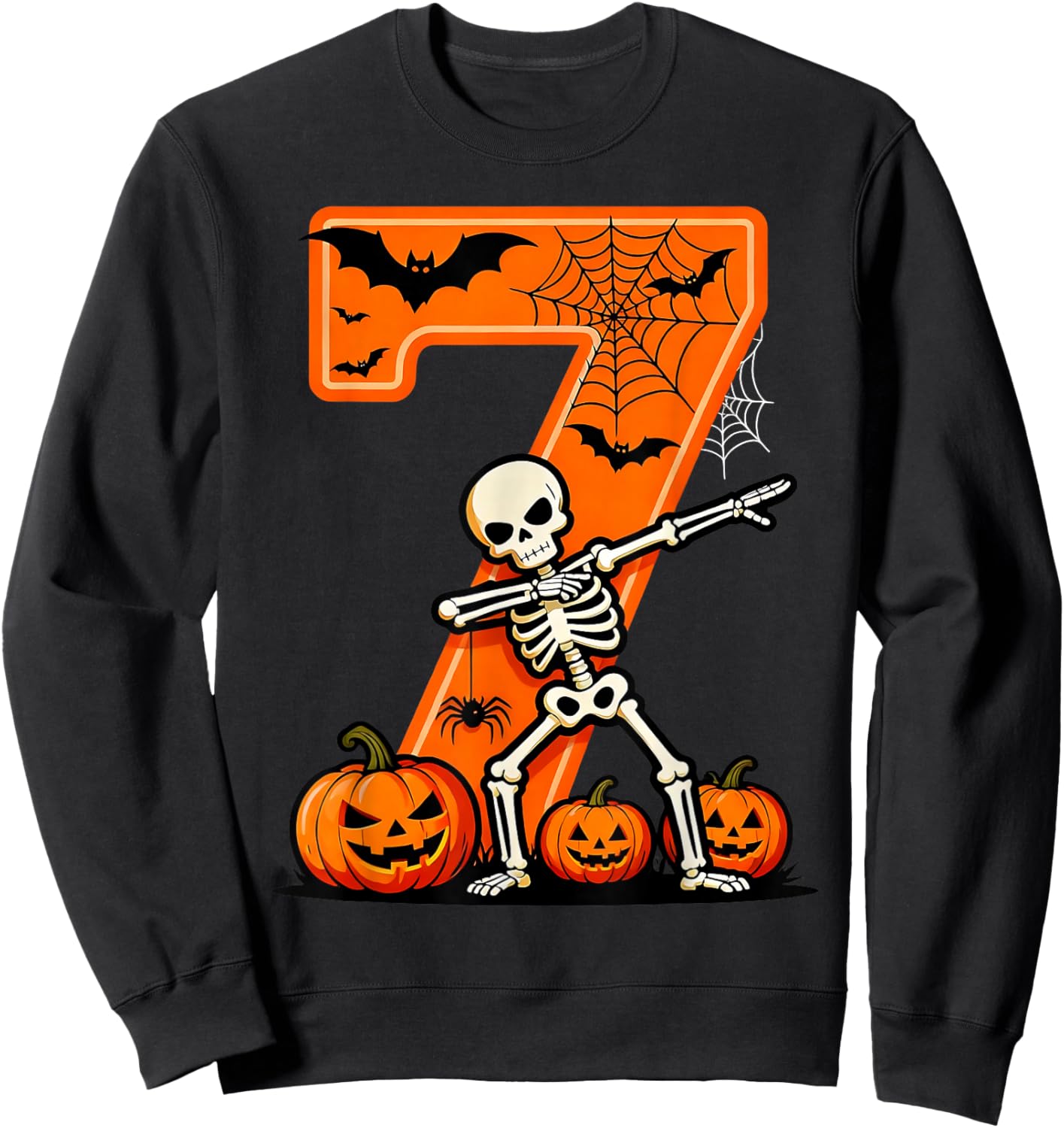 67 Six Seven Meme Couple Matching Skeleton Pumpkin Halloween Sweatshirt - Sweatshirt | Black