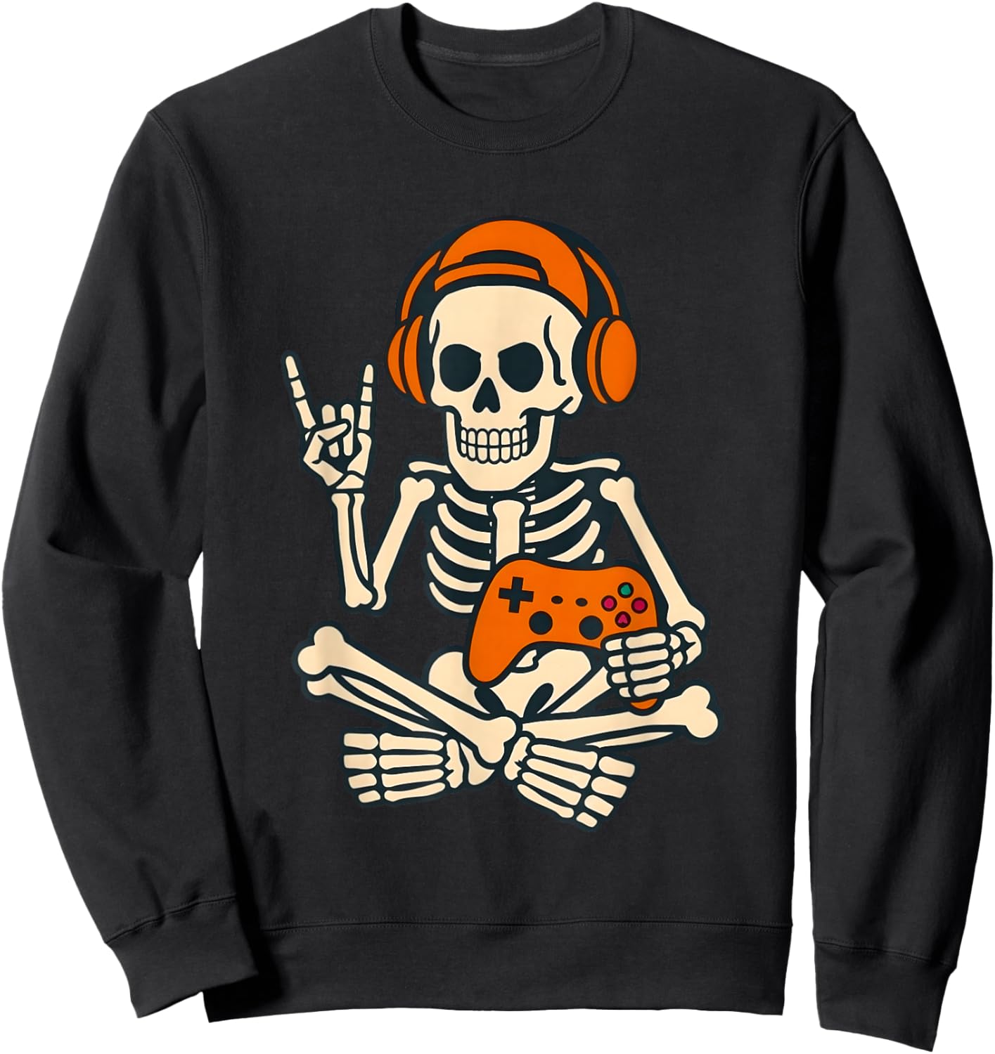 Halloween Skeleton Gamer Video Gaming Boys Men Kids Sweatshirt - Sweatshirt | Black