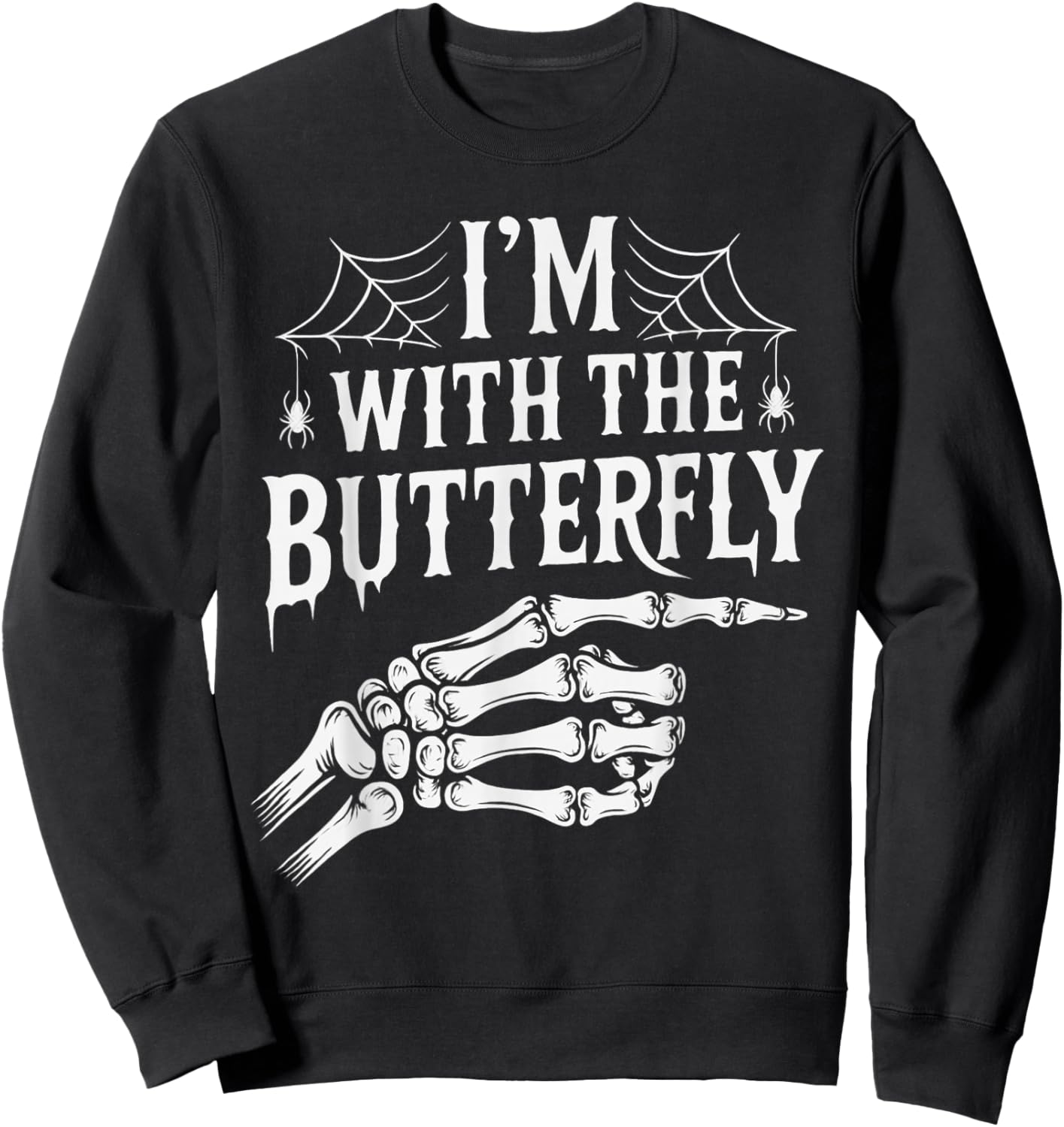 I'm with Butterfly Halloween Costume Couples Matching Sweatshirt - Sweatshirt | Black