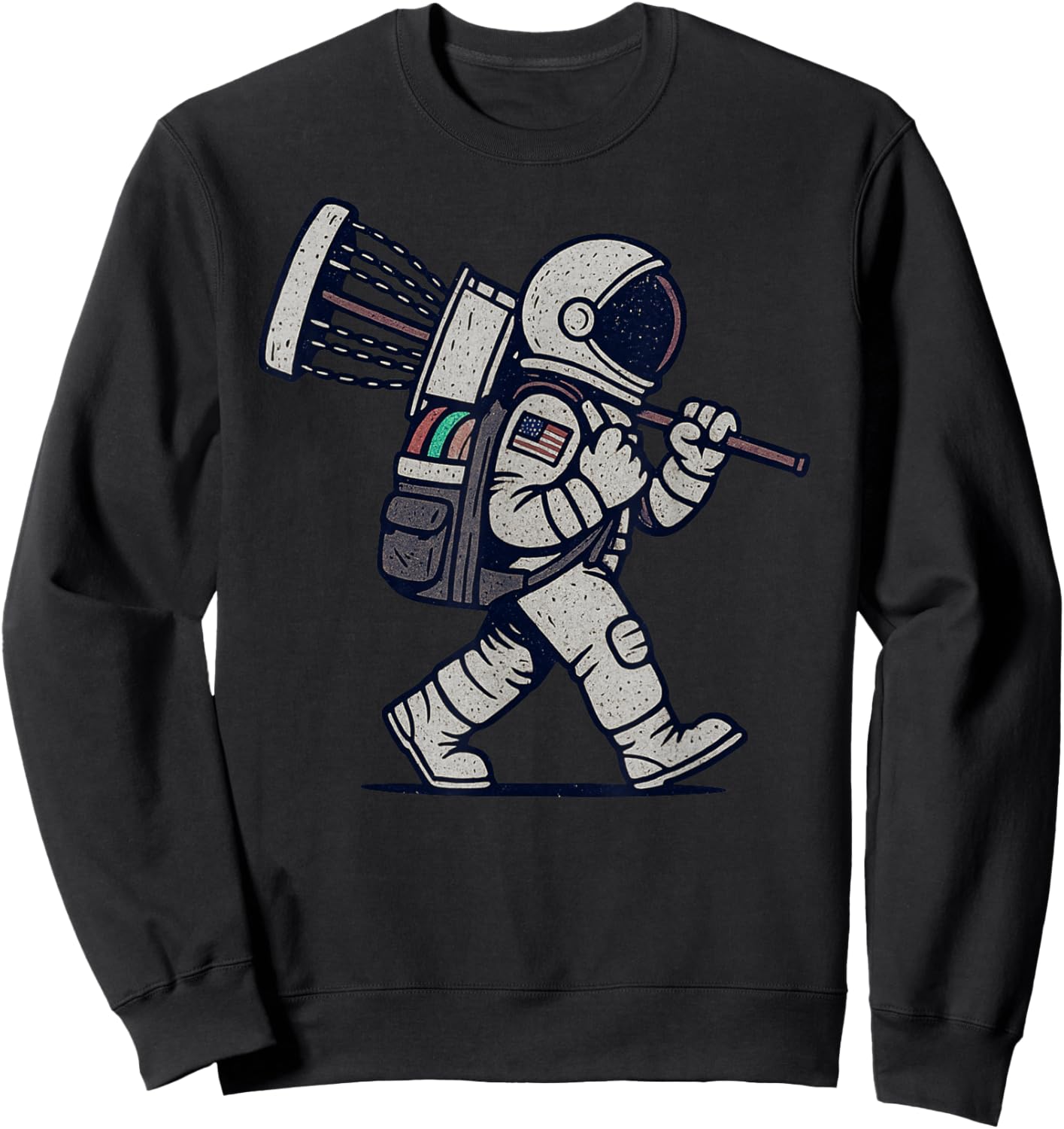 Astronaut Disc Golfer Funny Disc Golf Sweatshirt - Sweatshirt | Black