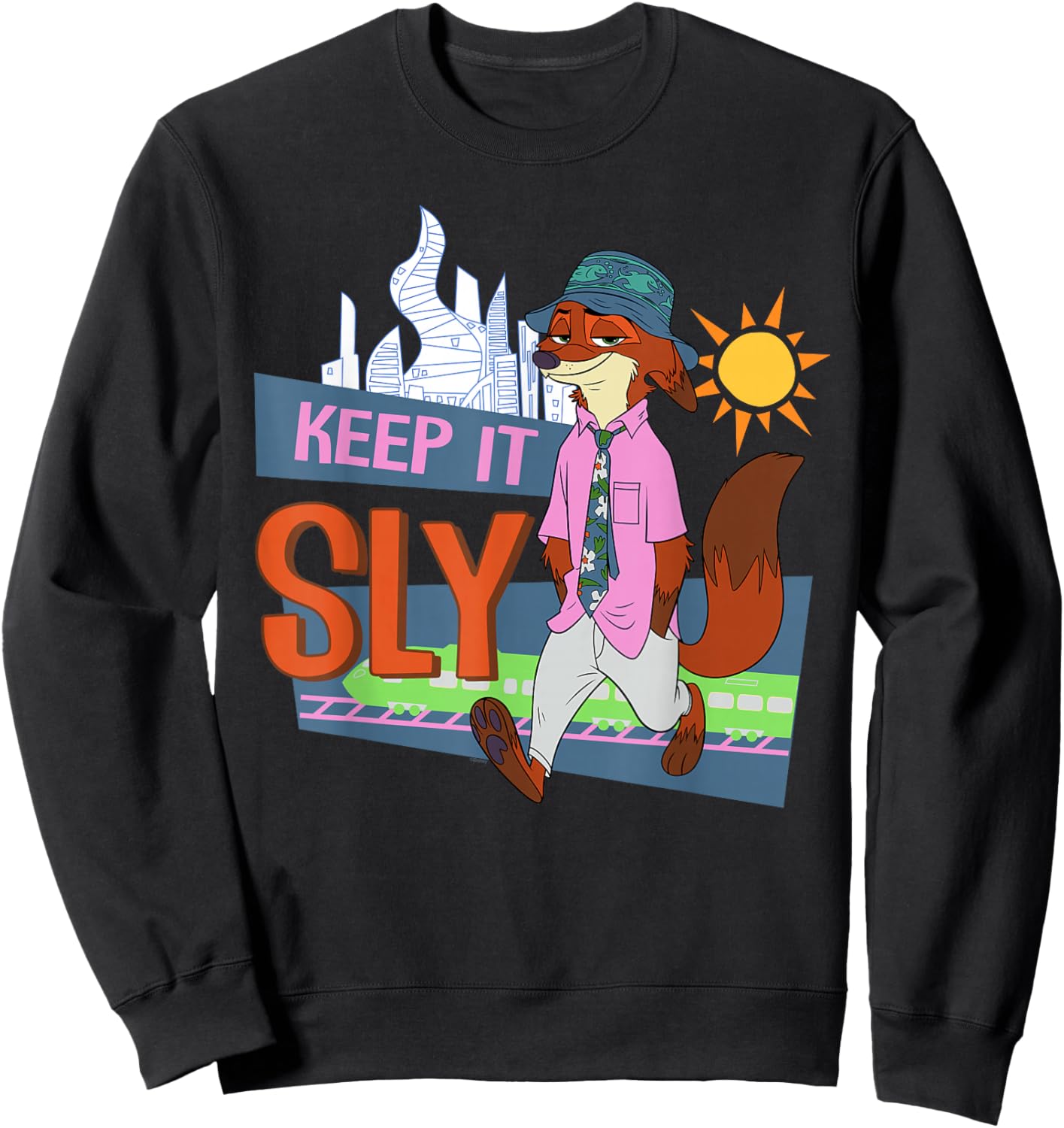 Disney Zootopia 2 Nick Wilde Keep it Sly Funny Quote Sweatshirt - Sweatshirt | Black