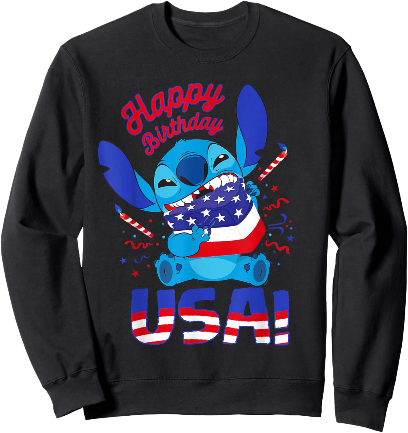 Disney Stitch Happy Birthday USA Independence Day 250 Years Sweatshirt - Sweatshirt | Black