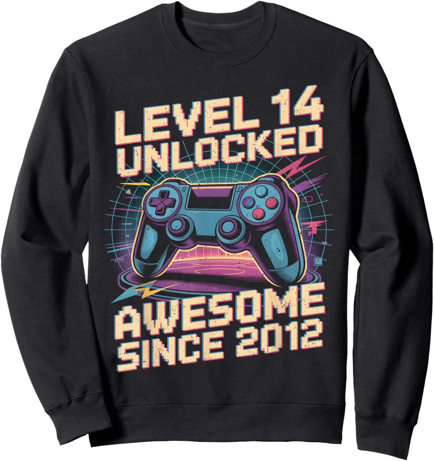 14 Year Old Boy Level 14 Gamer 2012 14th Birthday Party Gift Sweatshirt - Sweatshirt | Black