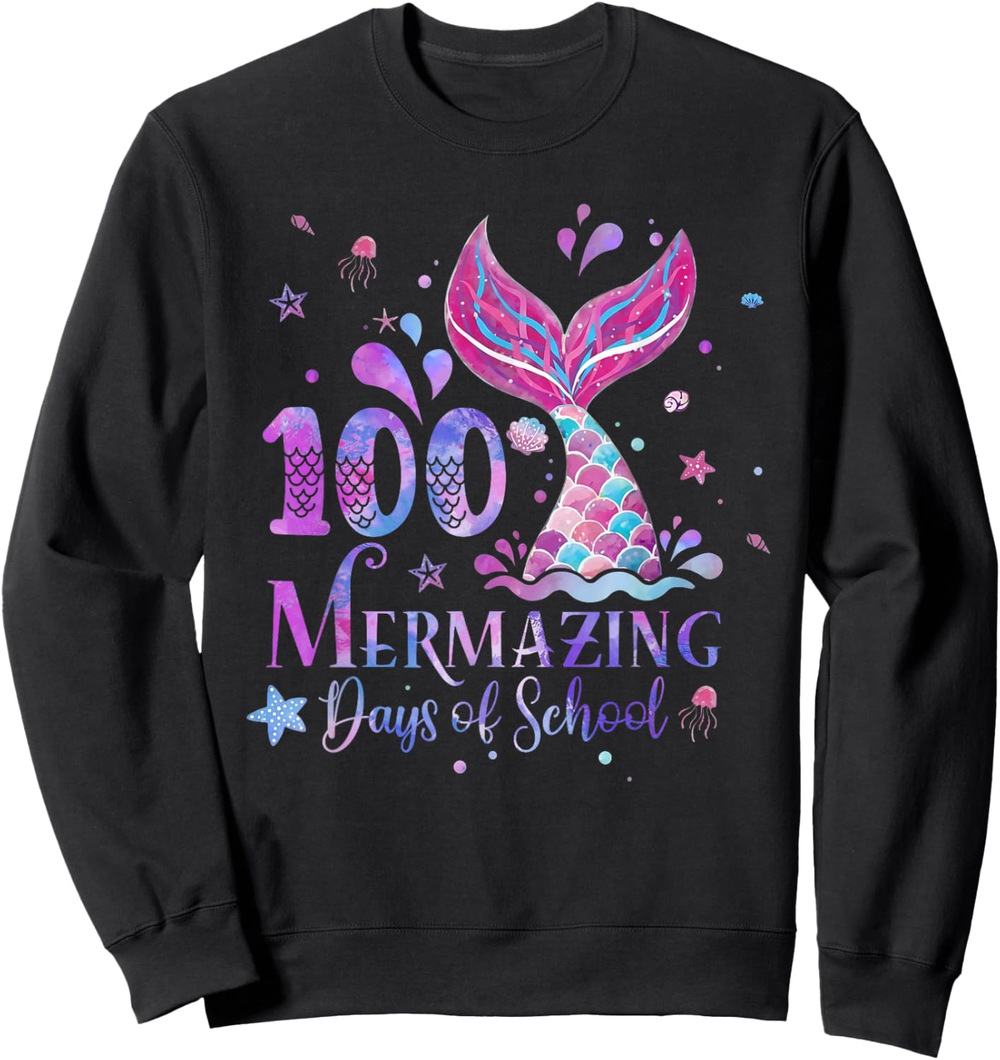 100 Mermazing Days of School Mermaid 100th Day Girls Kids Sweatshirt - Sweatshirt | Black