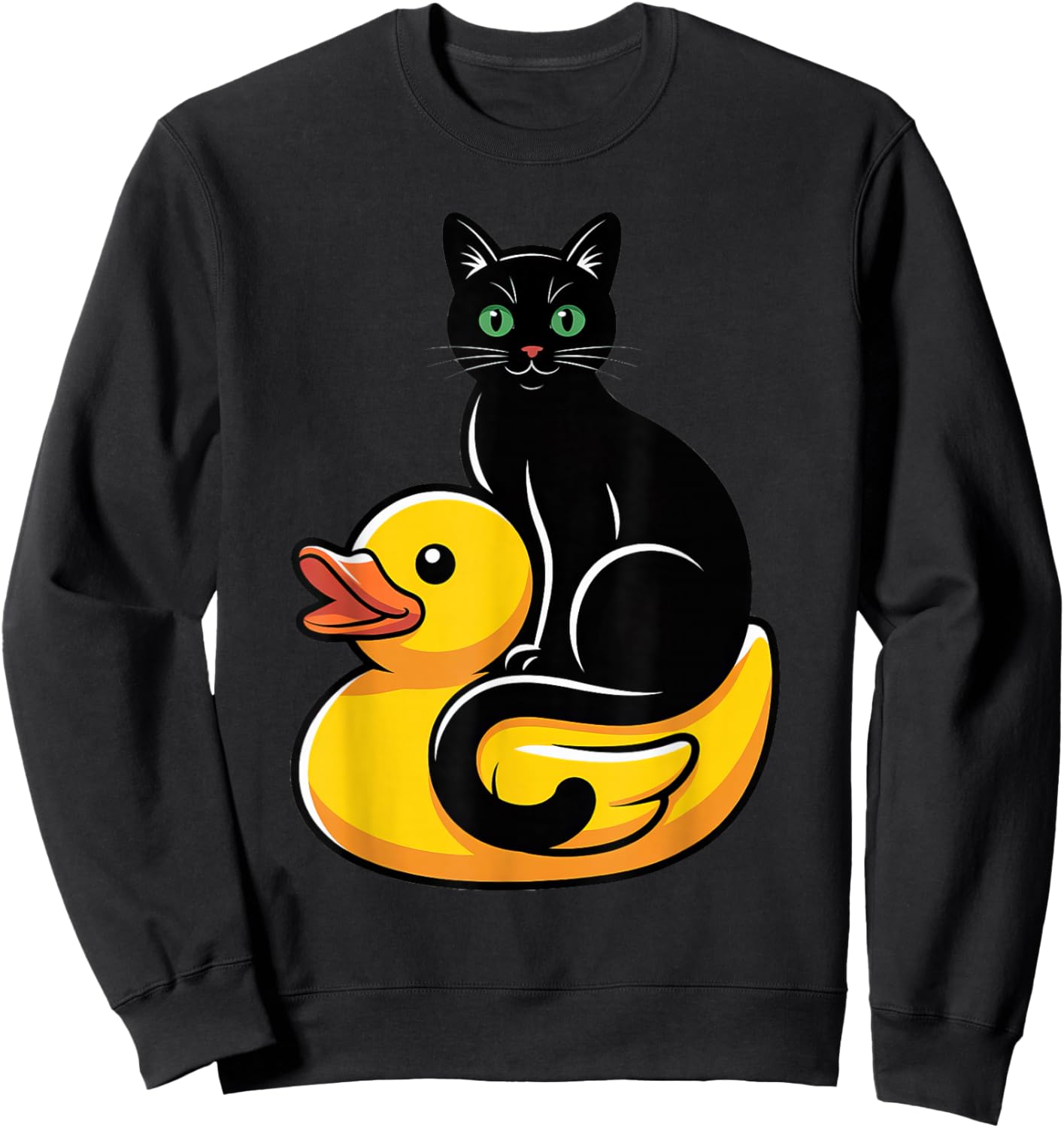 Cute Black Cat Rubber Duck Sweatshirt - Sweatshirt | Black