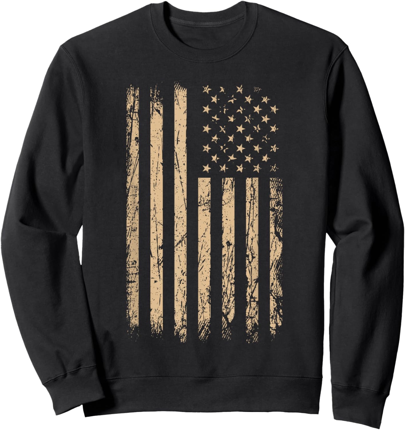 Tan Stars & Stripes Vertical Tan Color Graphic Sweatshirt - Sweatshirt | Black