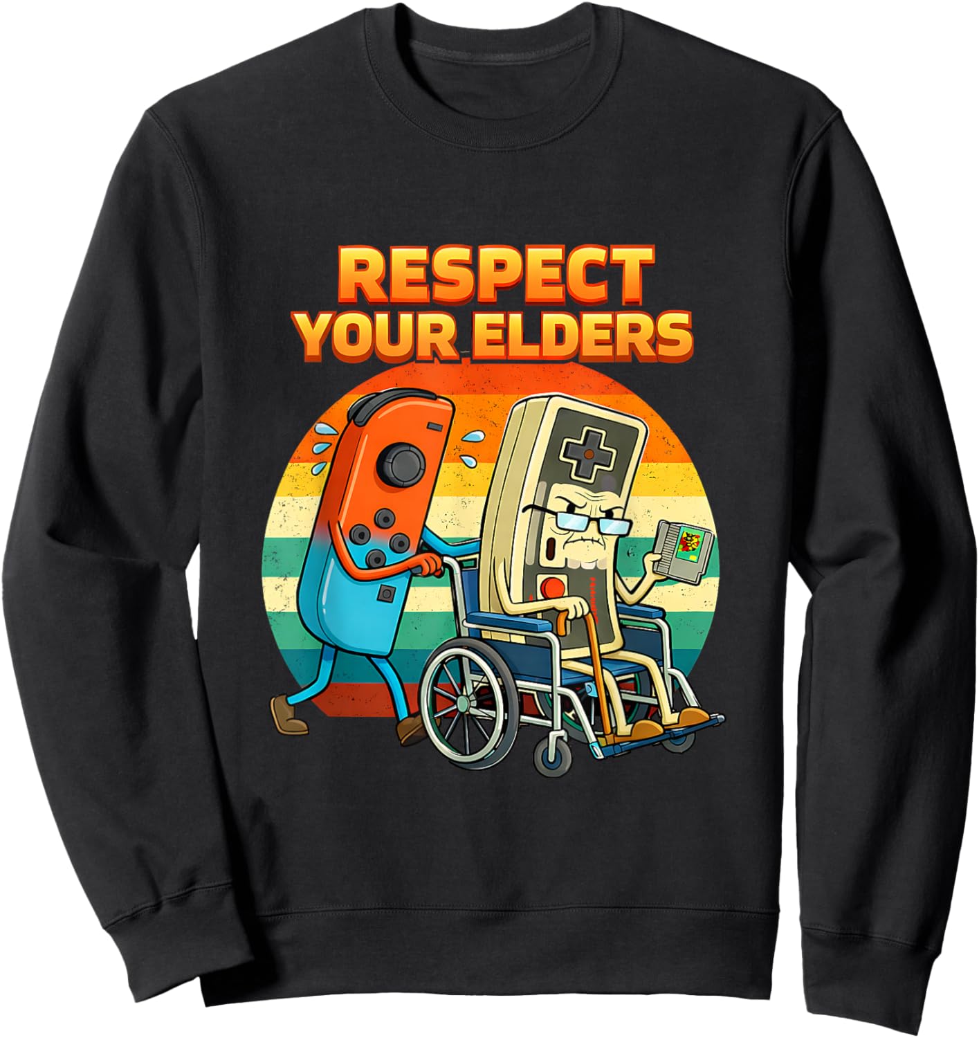 Retro Gamer Respect Elders Classic Funny Video Games Sweatshirt - Sweatshirt | Black