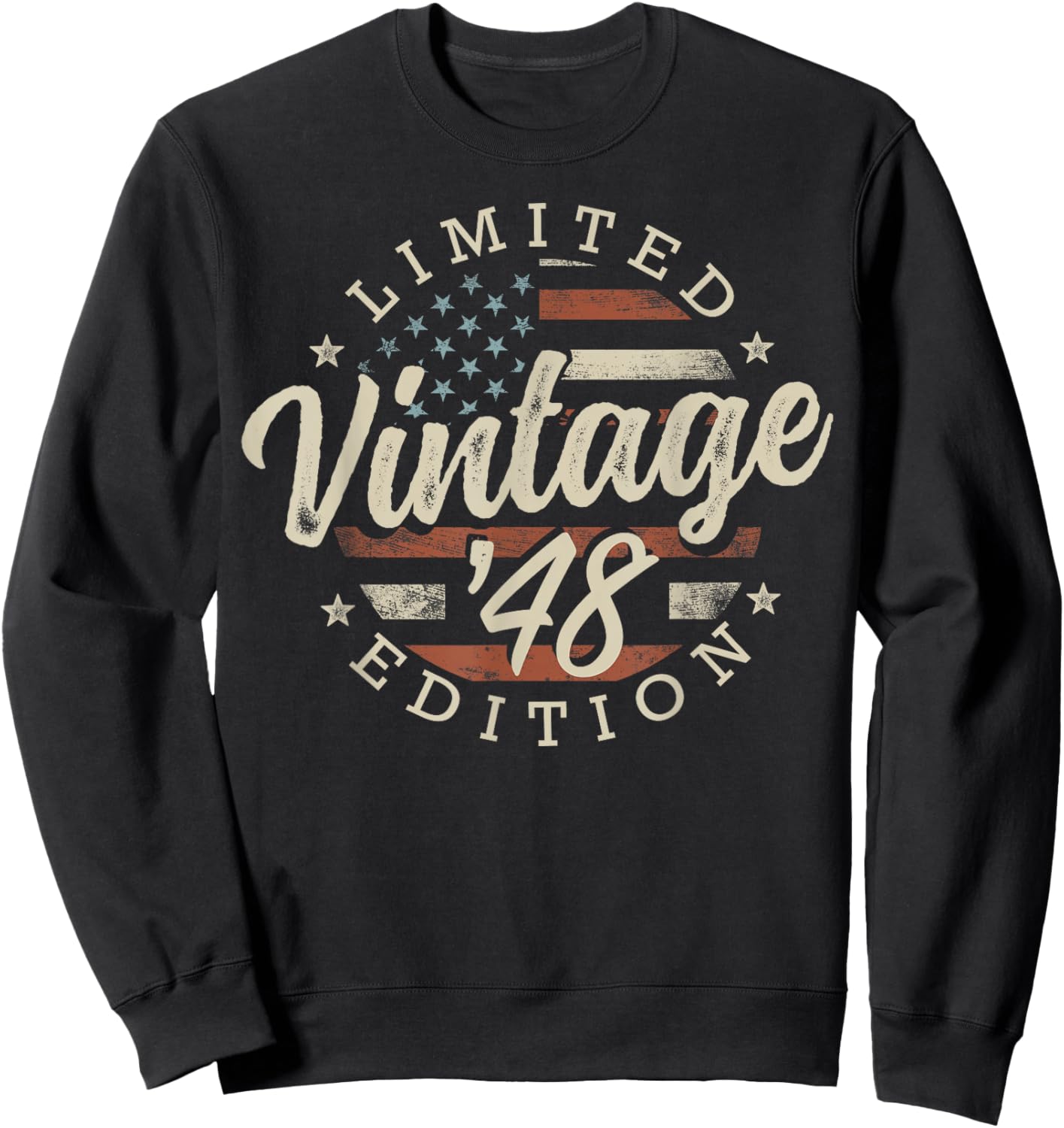 Vintage 1948 Limited Edition USA Flag 77th Birthday Sweatshirt - Sweatshirt | Black