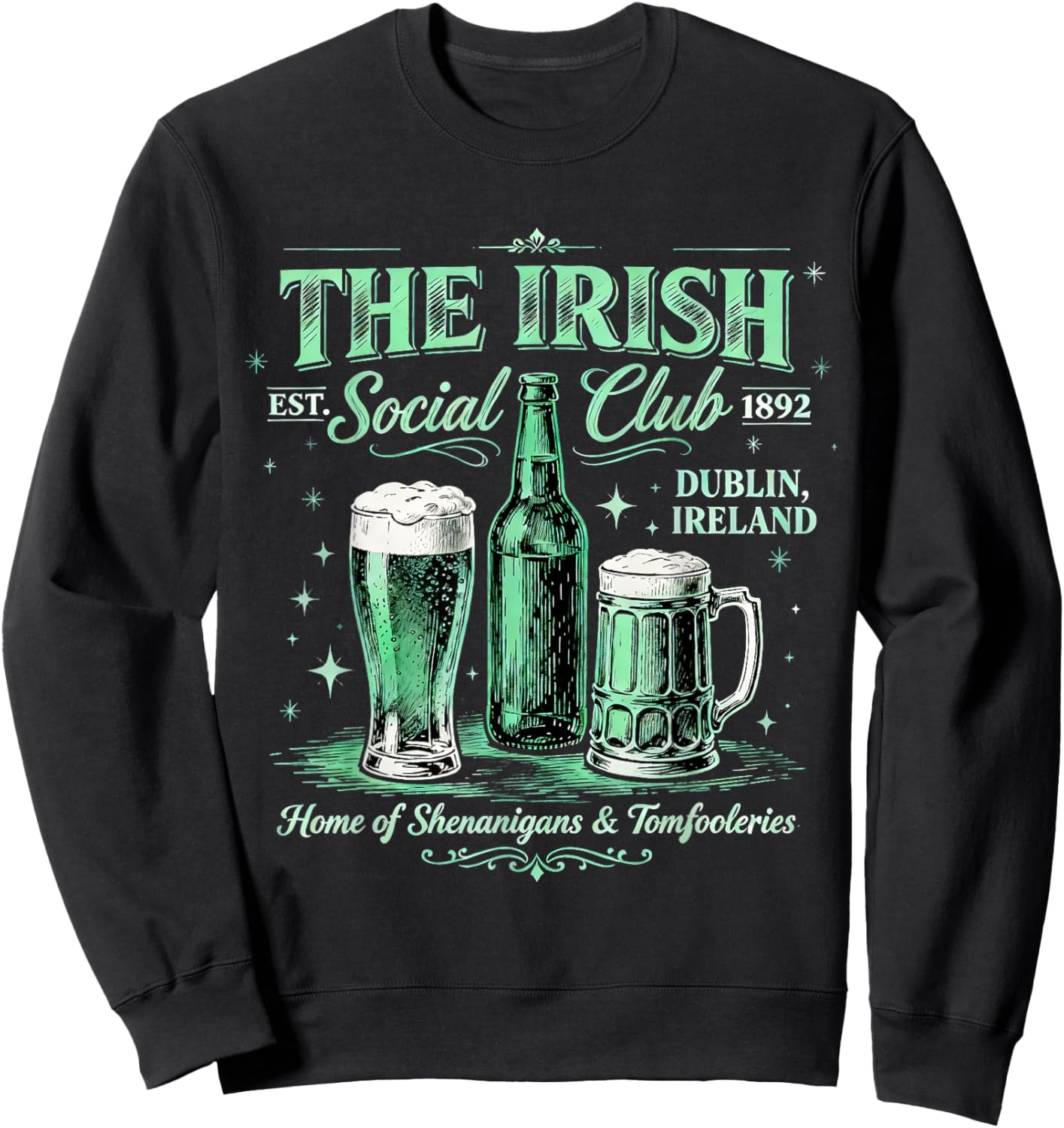 The Irish Social Club Vintage Drinking Team St Patrick's Day Sweatshirt - Sweatshirt | Black
