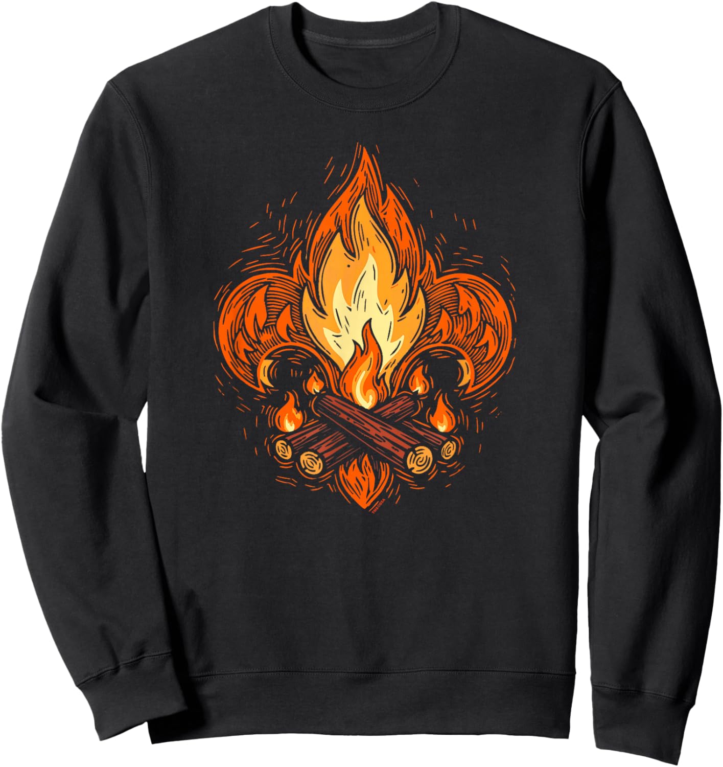 Campfire Fleur-De-Lis Abstract Scouting Logo Art Sweatshirt - Sweatshirt | Black