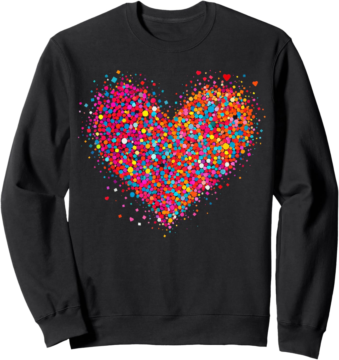 Valentine Colorful Confetti Heart Men Women Kid Sweatshirt - Sweatshirt | Black