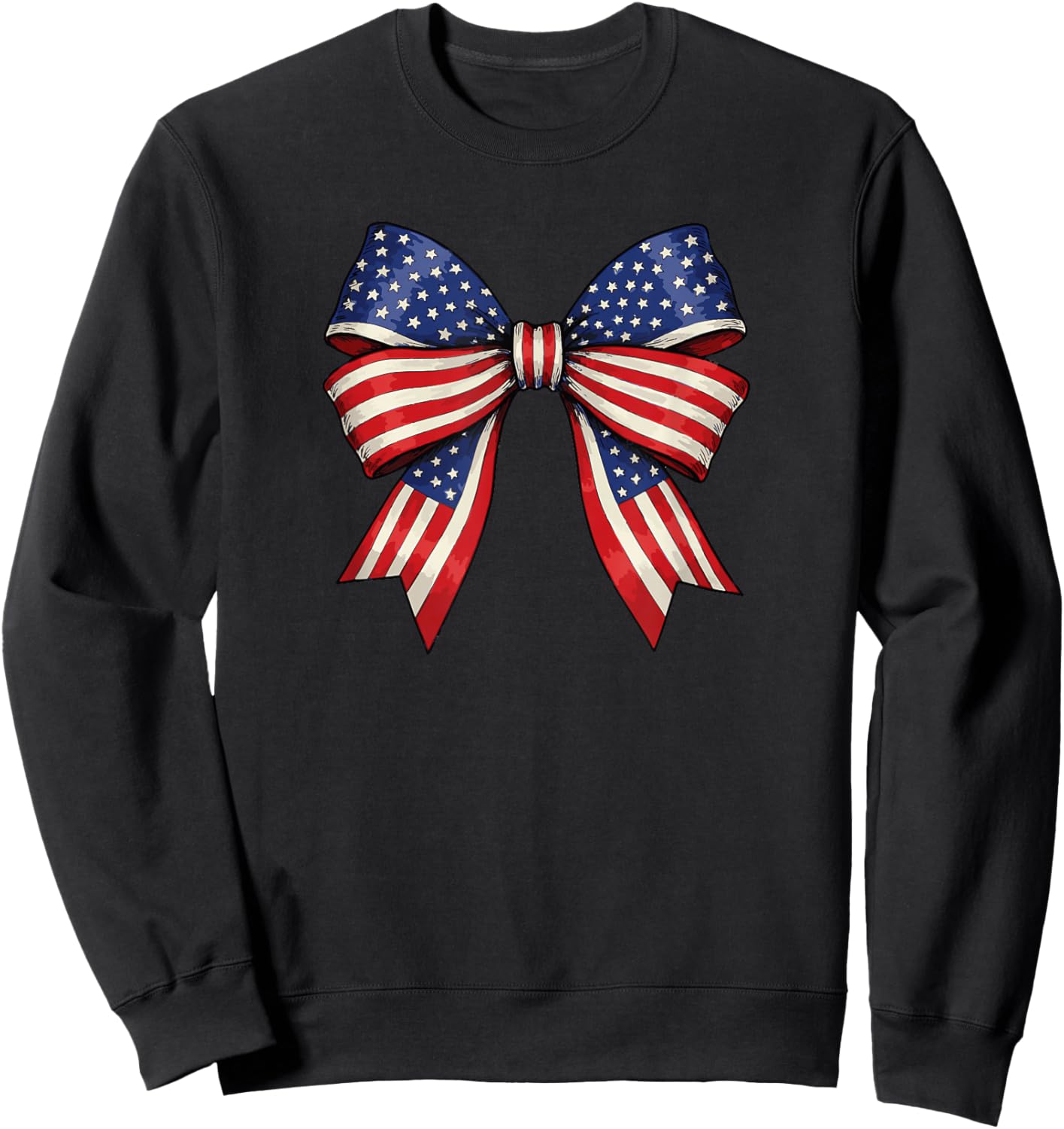 USA Patriotic Red White and Blue Bow Design Sweatshirt - Sweatshirt | Black