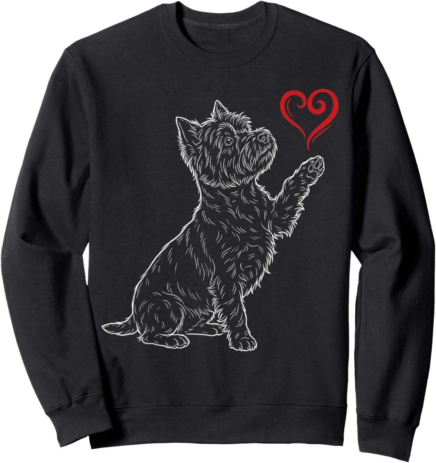 West Highland White Terrier Dog Art Holding Heart Valentines Sweatshirt - Sweatshirt | Black