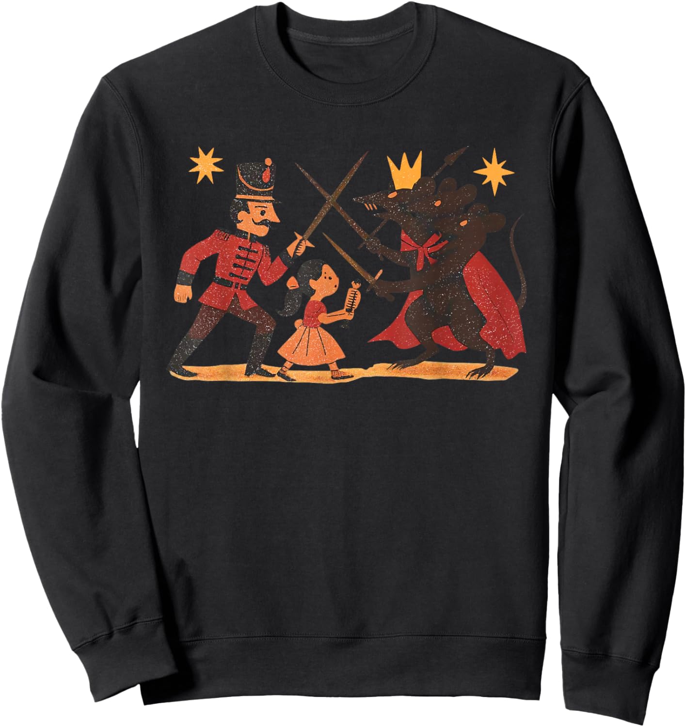 Vintage Nutcrackers Ballet Sugar Plum Fairy Girl Mouse Xmas Sweatshirt - Sweatshirt | Black