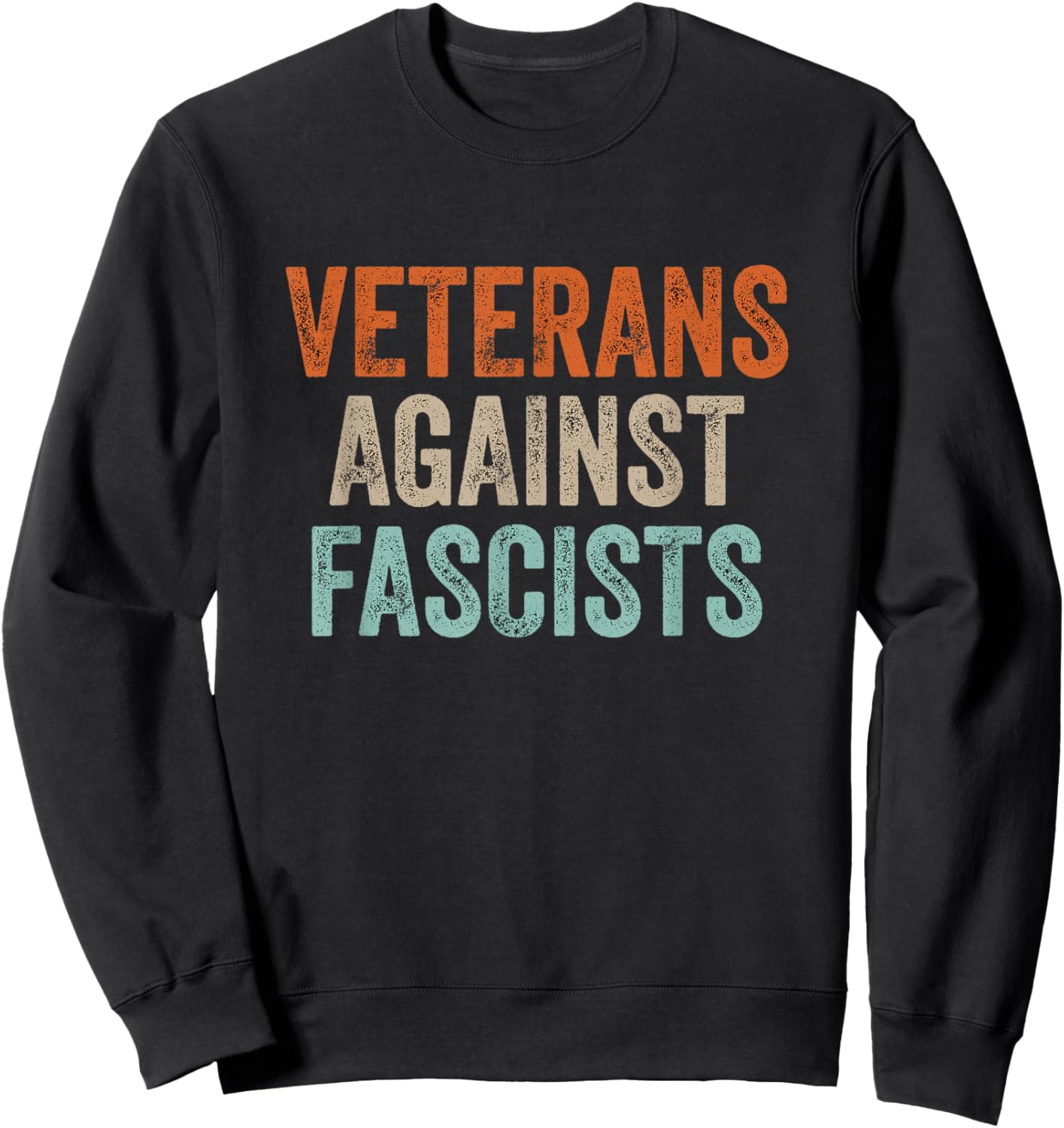 Veterans Against Fascists Retro Patriotic Veteran US Army Sweatshirt - Sweatshirt | Black