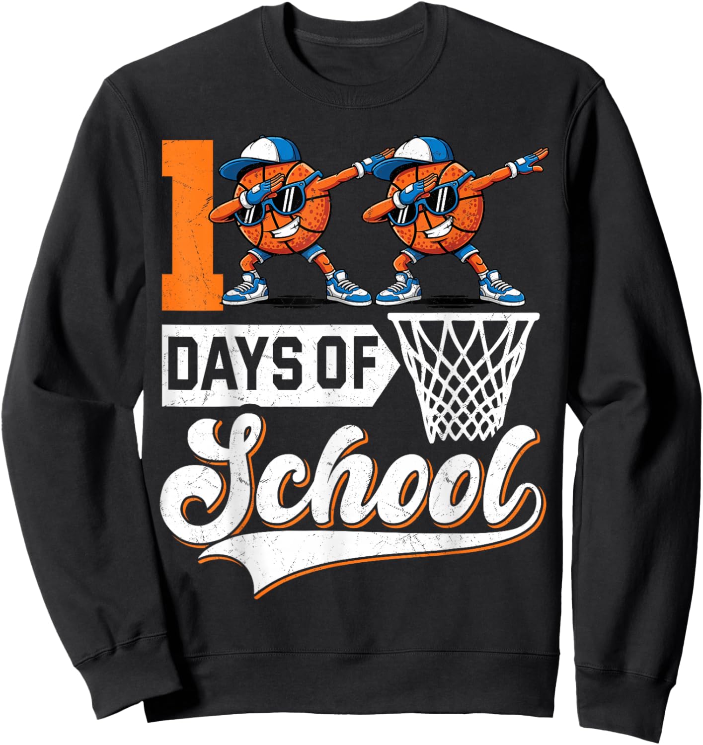 Kids 100 Days of School Boys 100th Day of School Basketball Sweatshirt - Sweatshirt | Black