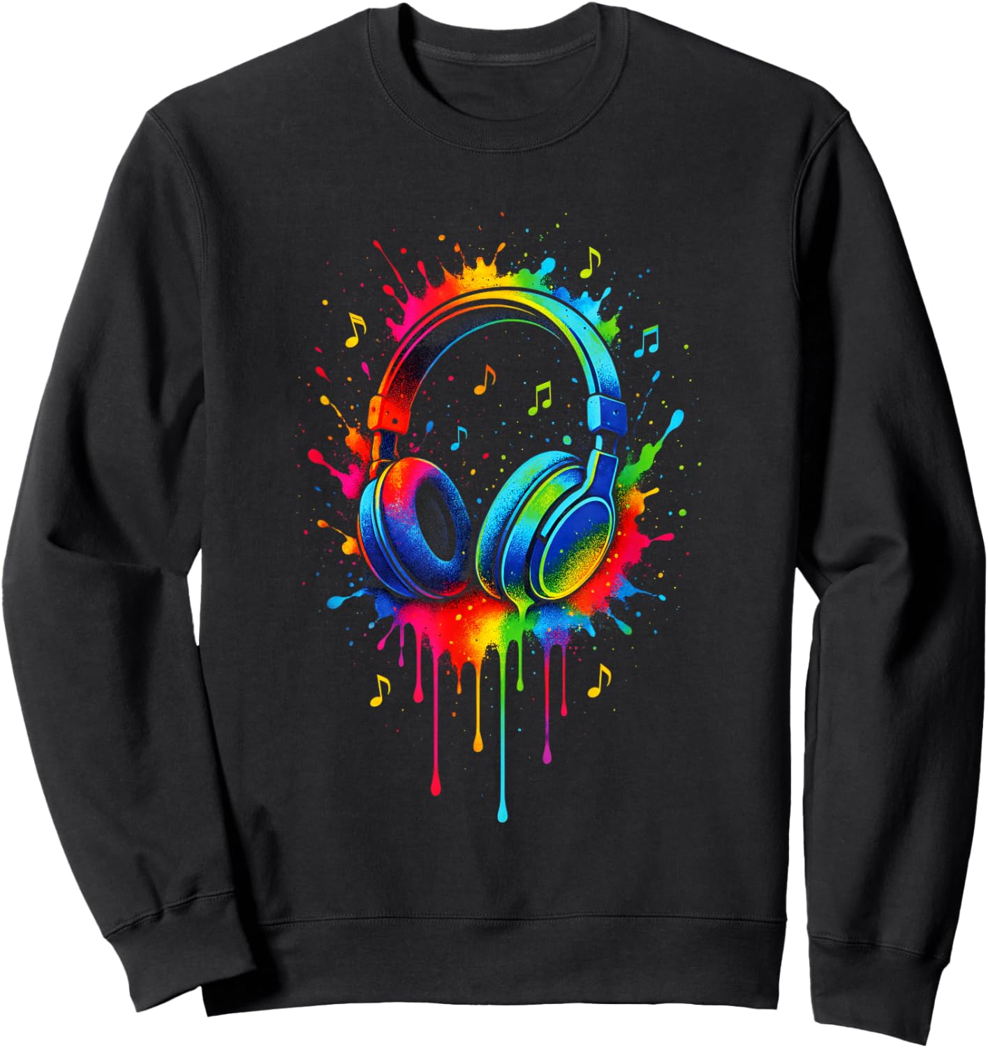 Headphones - Music Splash Art Sweatshirt - Sweatshirt | Black