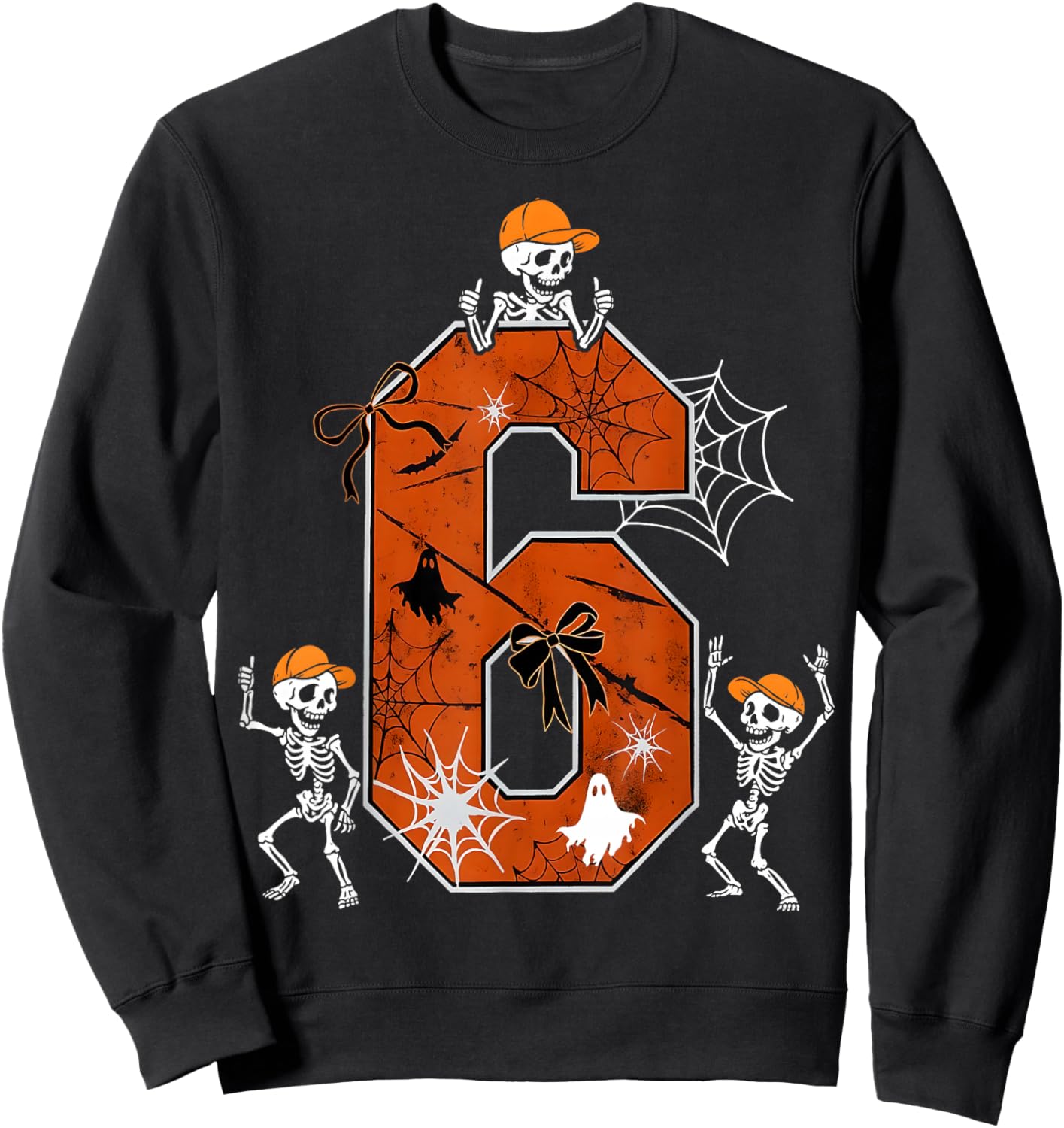 HUGvyn Six Seven Meme 6 7 Halloween Costume Dancing Skeleton Sweatshirt - Sweatshirt | Black