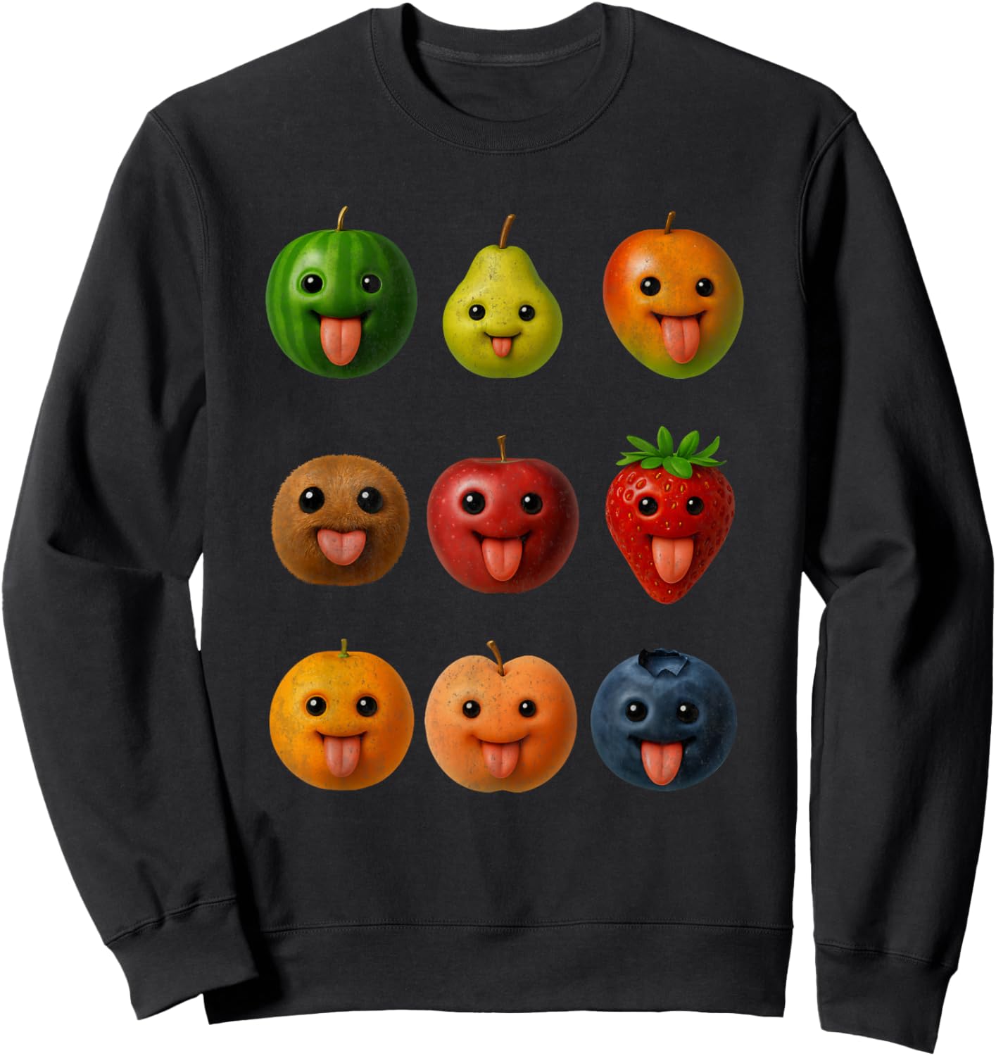 Funny AI Fruit Meme Gen Z Brainrot Men Women Sweatshirt - Sweatshirt | Black