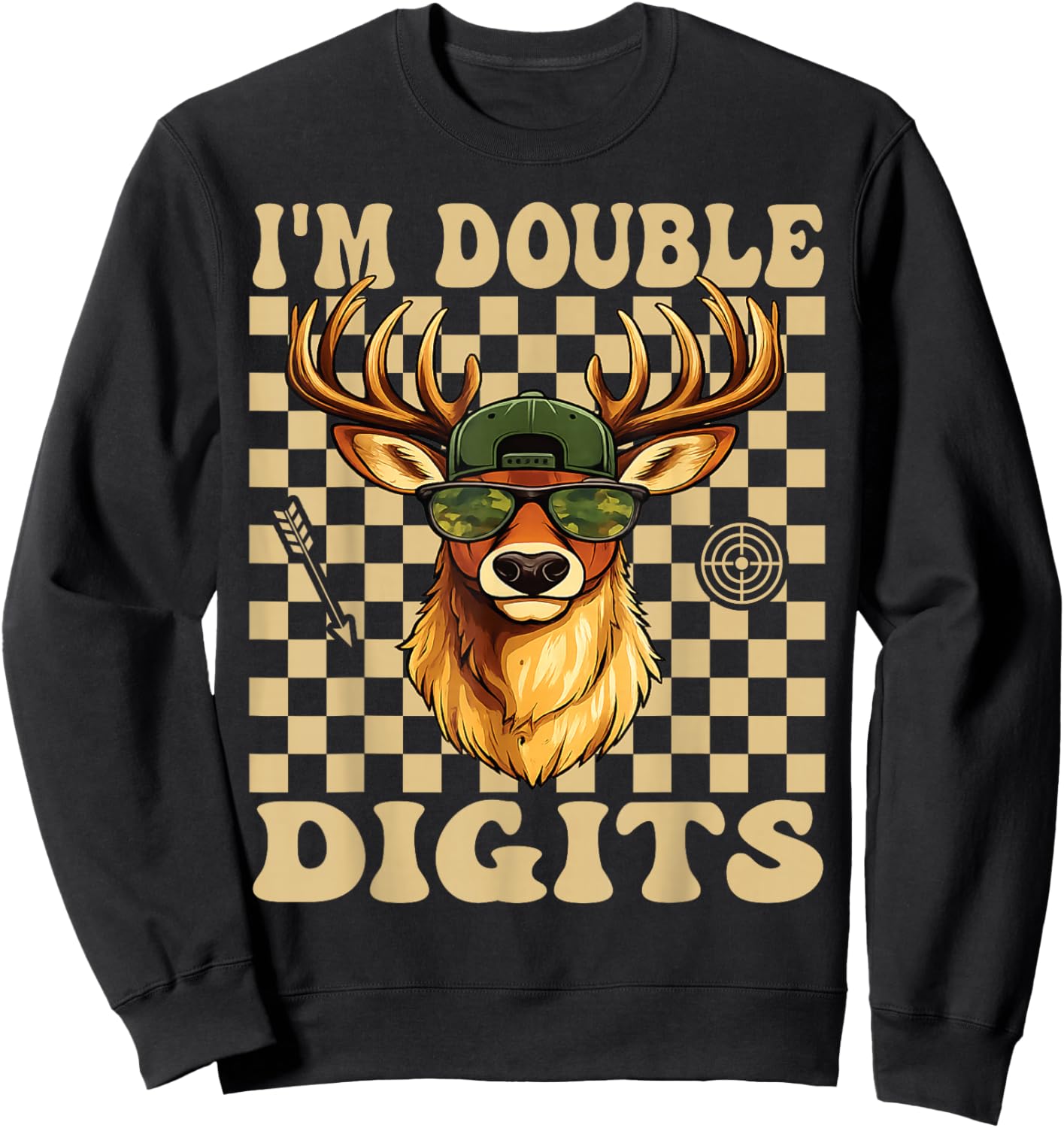 Bruh I'm Double Digits 10th Birthday Deer 10 Year Old Boys Sweatshirt - Sweatshirt | Black