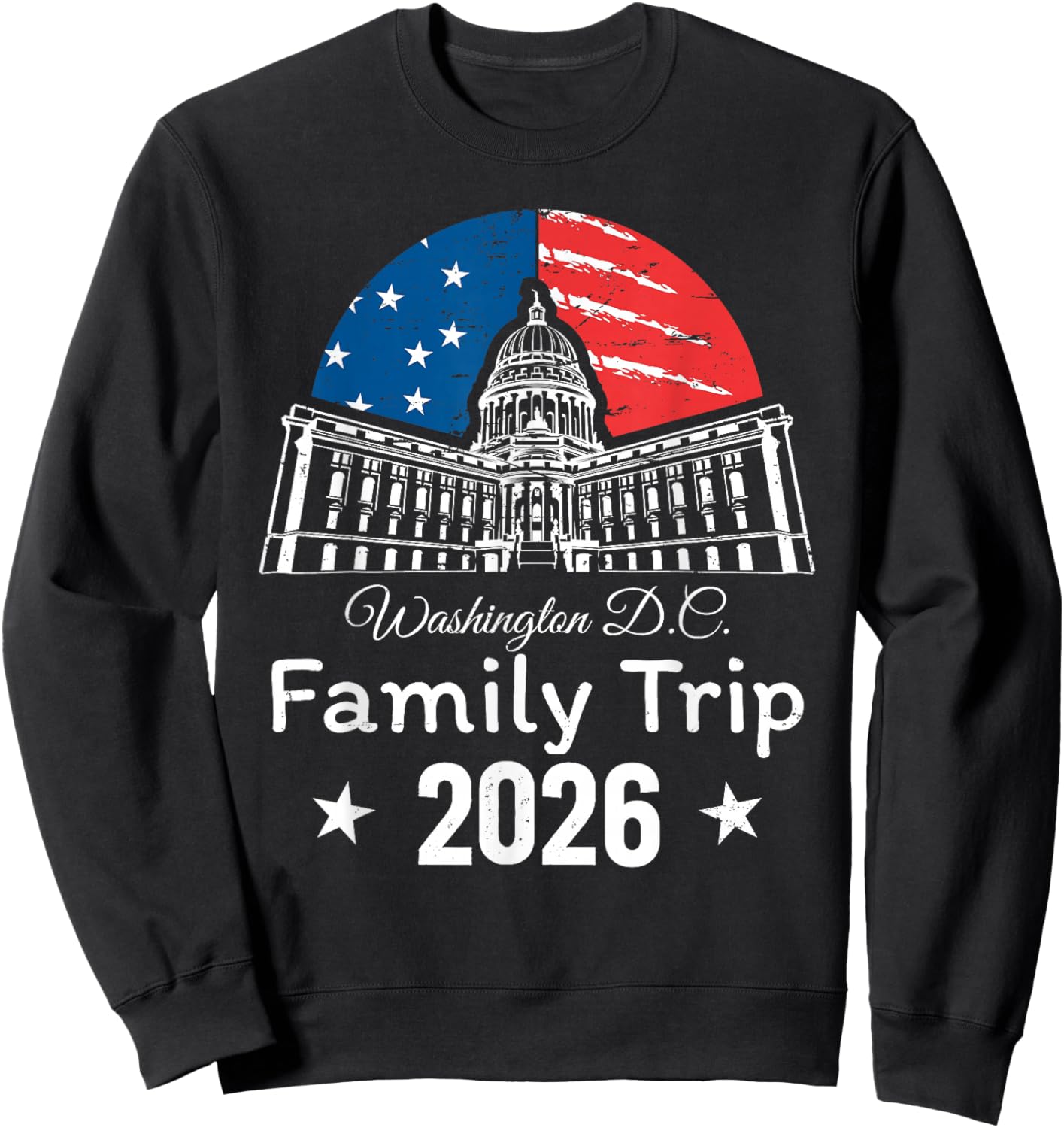 Washington DC 2026 Capitol Hill USA Flag Family Matching Sweatshirt - Sweatshirt | Black
