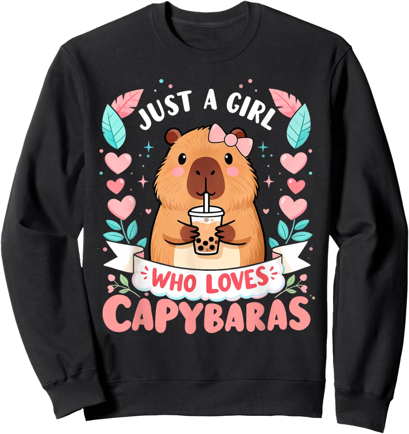 Just a Girl Who Loves Capybaras Cute Capybara Lover Kids Sweatshirt - Sweatshirt | Black