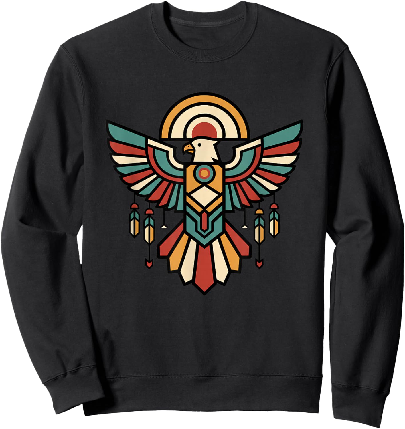 Bird Geometric Eagle Totem Retro Tribal-Inspired Artwork Sweatshirt - Sweatshirt | Black