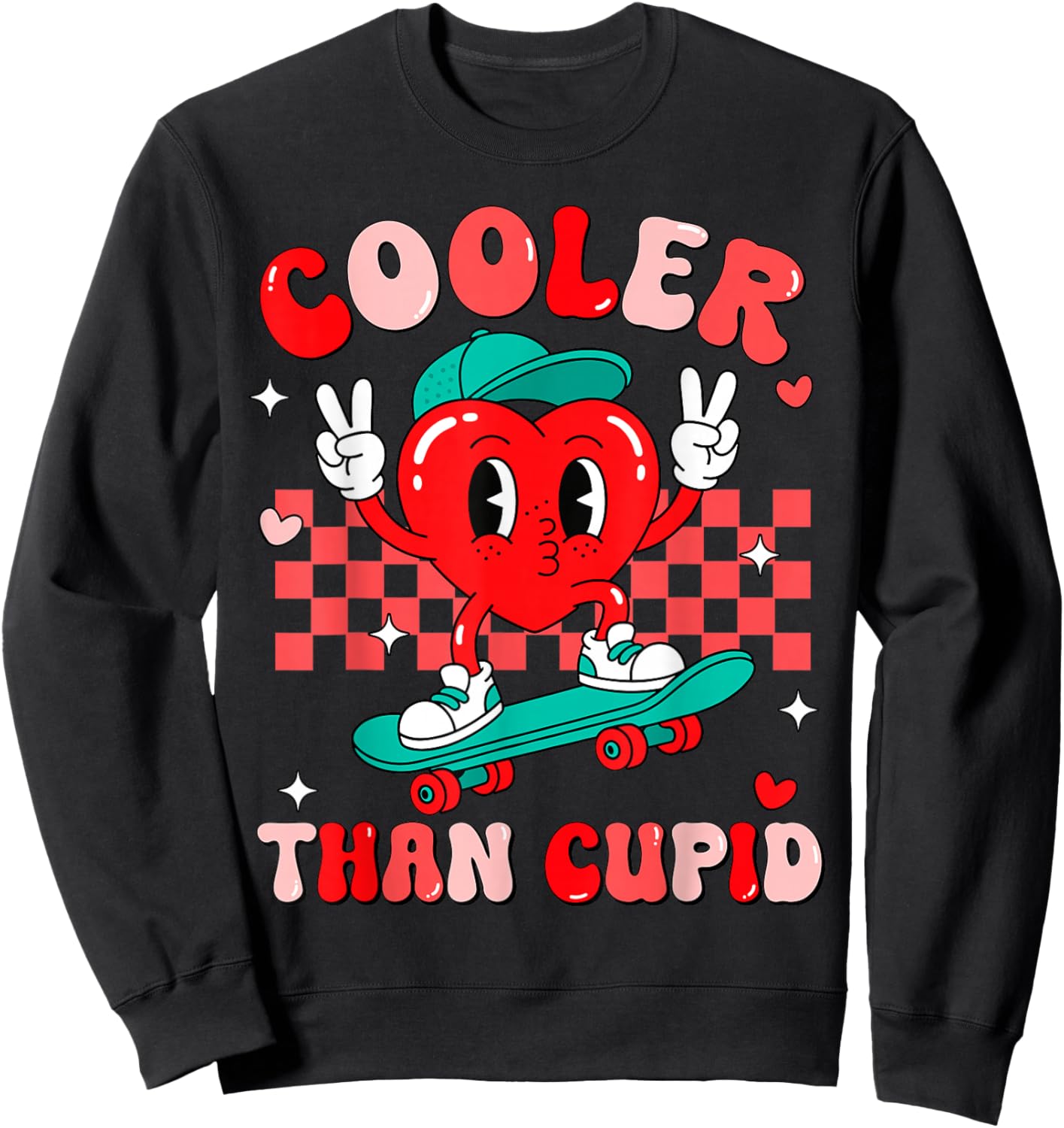Cooler Than Cupid Valentines Day for Teens Kids Boys Girls Sweatshirt - Sweatshirt | Black