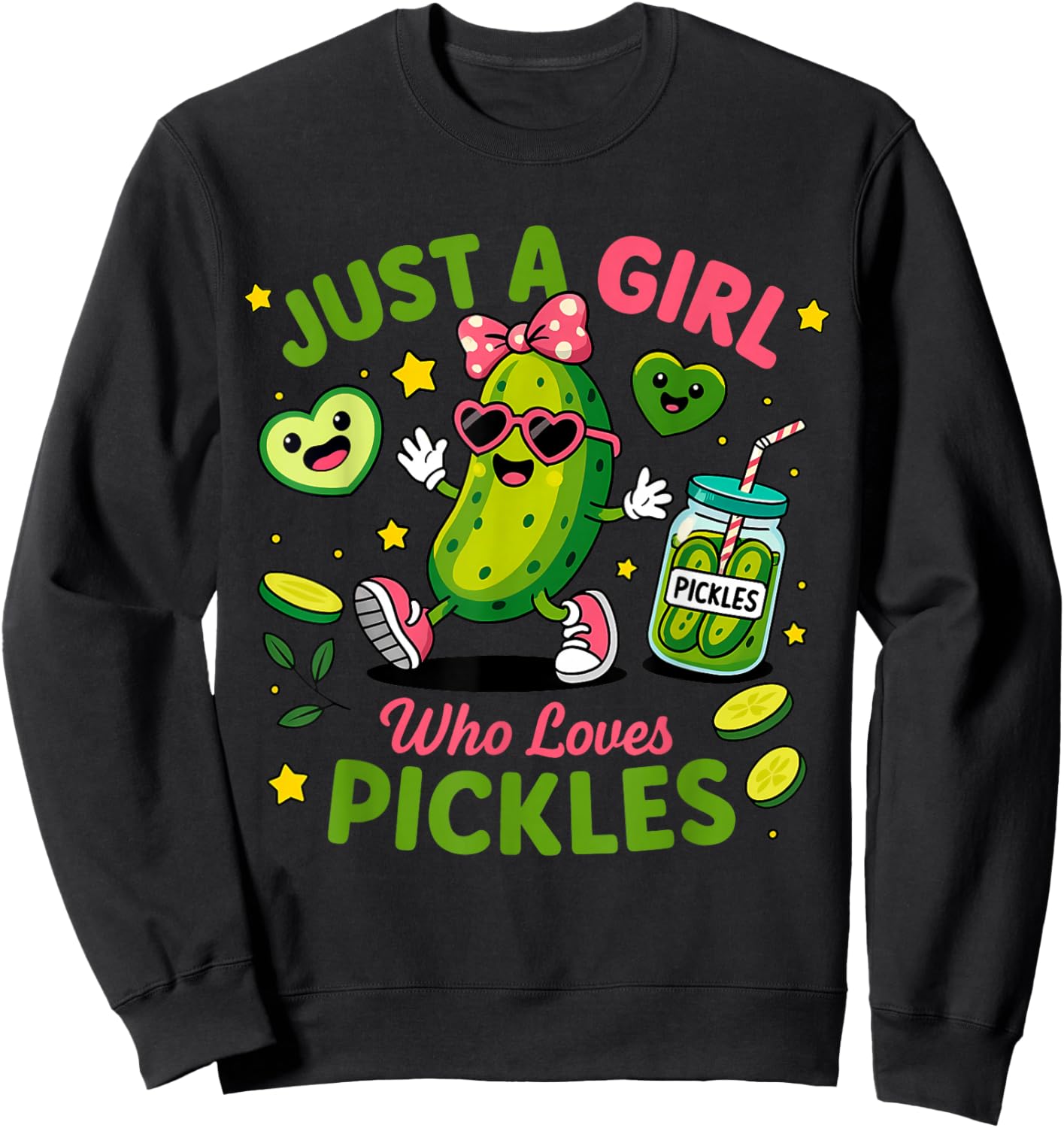 Just A Girl Who Loves Pickles Funny Toddler Pickle Costume Sweatshirt - Sweatshirt | Black