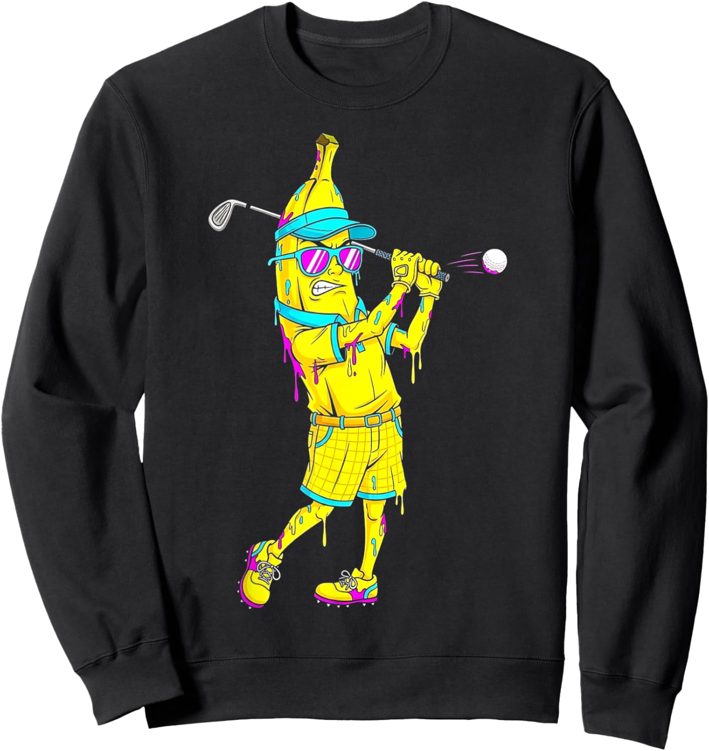 Banana Funny Golf Drip Golfer Kids Youth Boys Girls Sweatshirt - Sweatshirt | Black