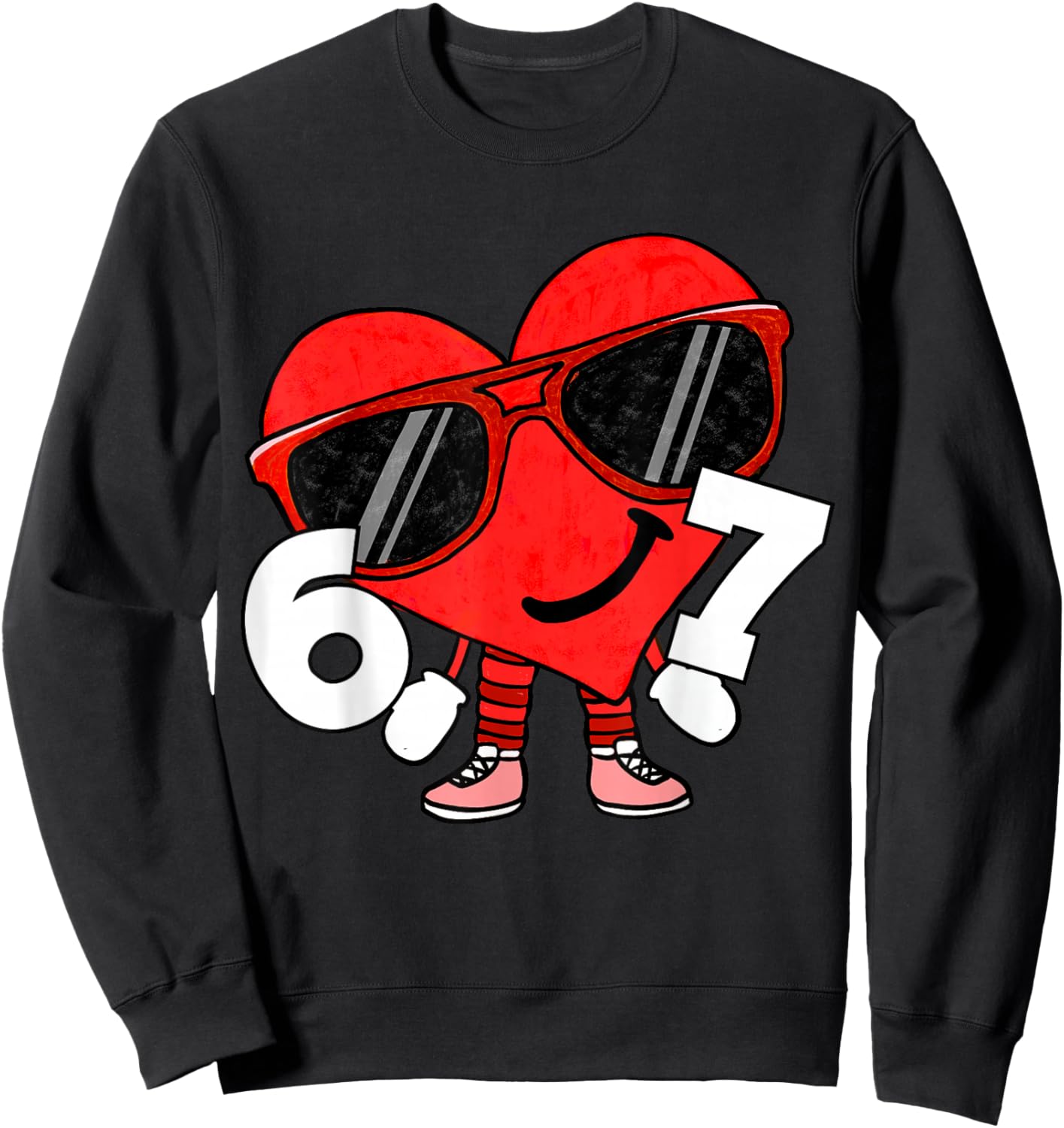 Funny Valentines Heart 67 Six Seven Boys Kids Teens Sweatshirt - Sweatshirt | Black