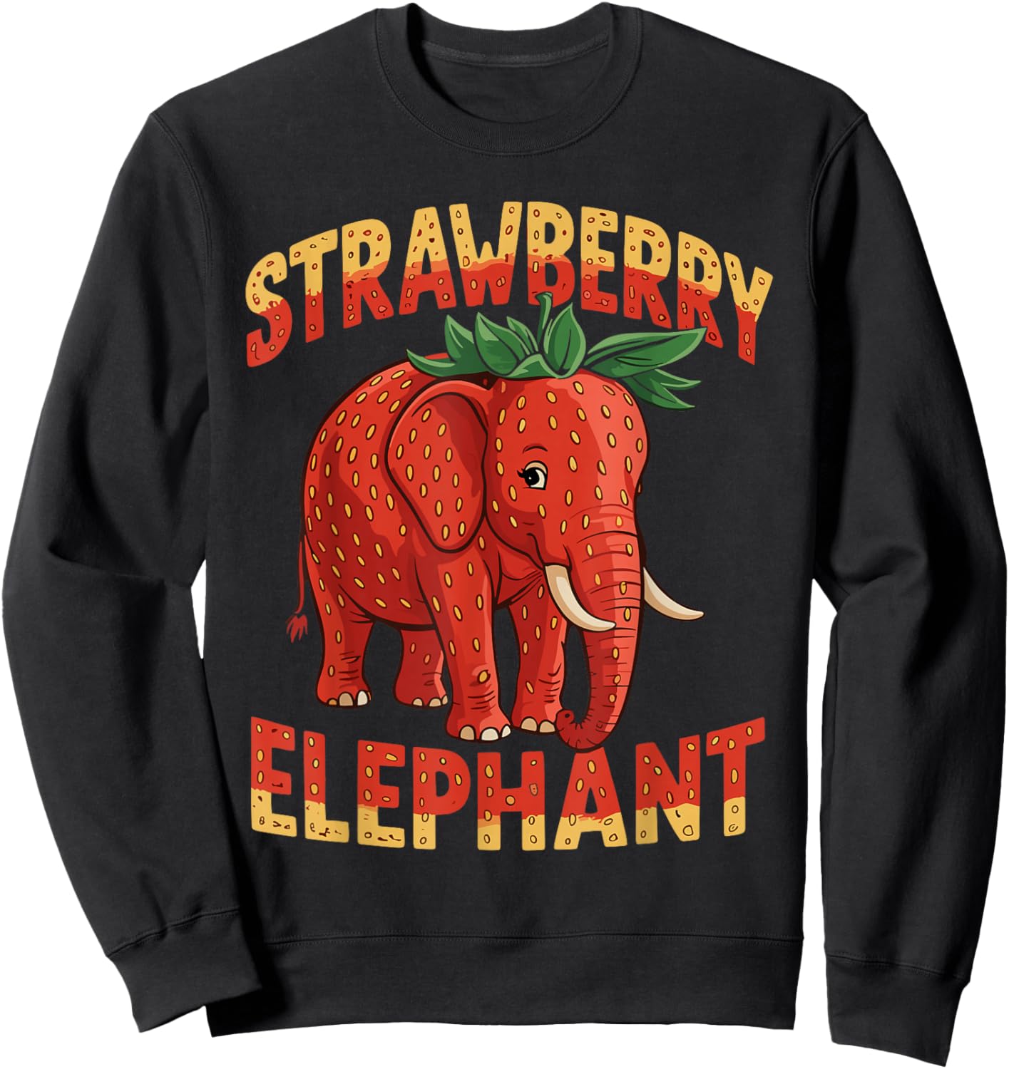 Strawberry Elephant Italian Brainrot Meme Kids Funny Memes Sweatshirt - Sweatshirt | Black