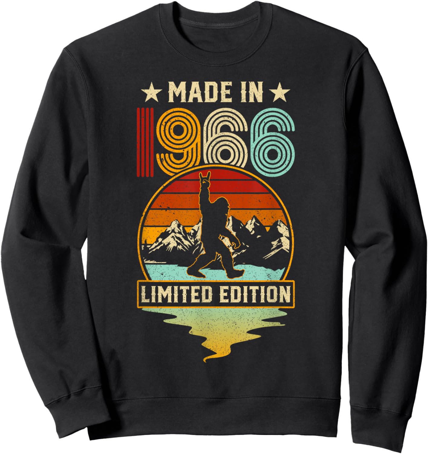 Retro 1966 60th Birthday Funny Bigfoot Adventure 60-Year-Old Sweatshirt - Sweatshirt | Black