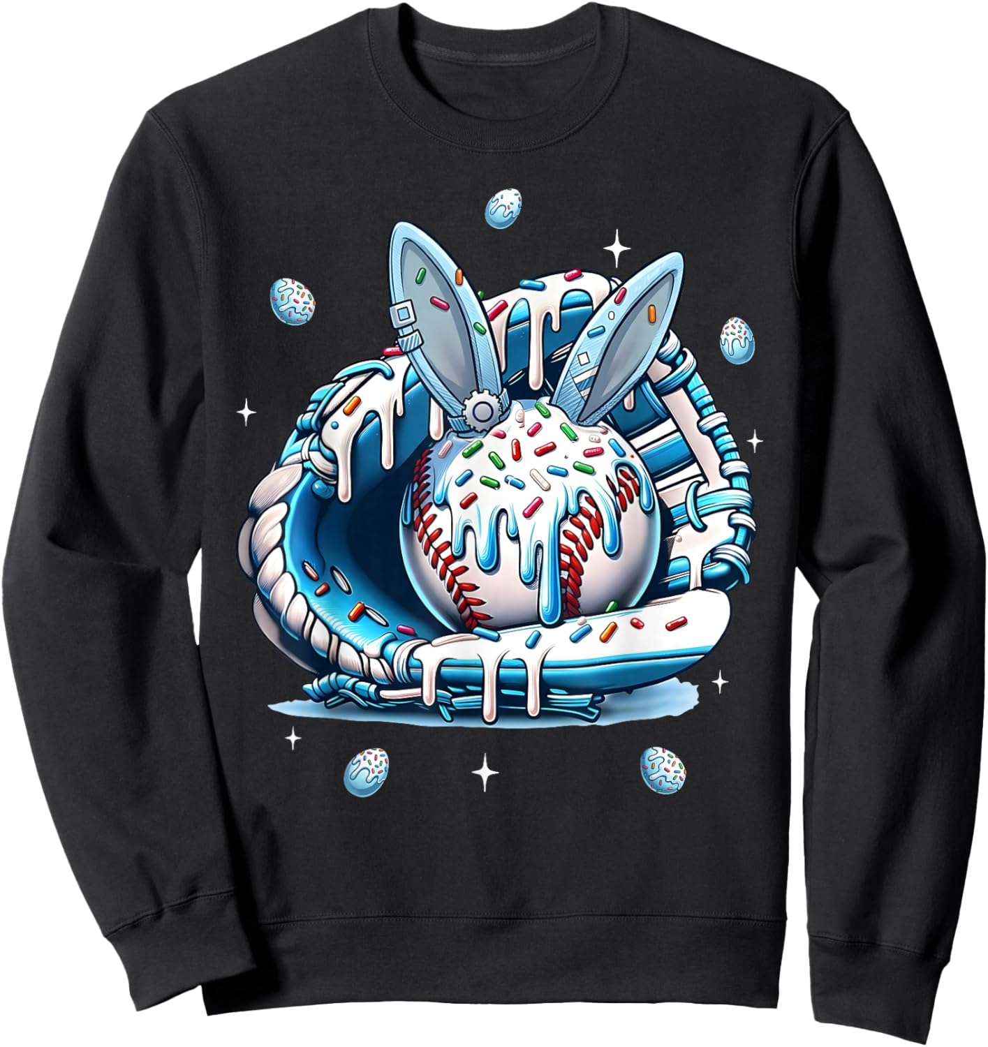 Happy Easter Baseball Player Bunny Sports Boys Kids Girls Sweatshirt - Sweatshirt | Black