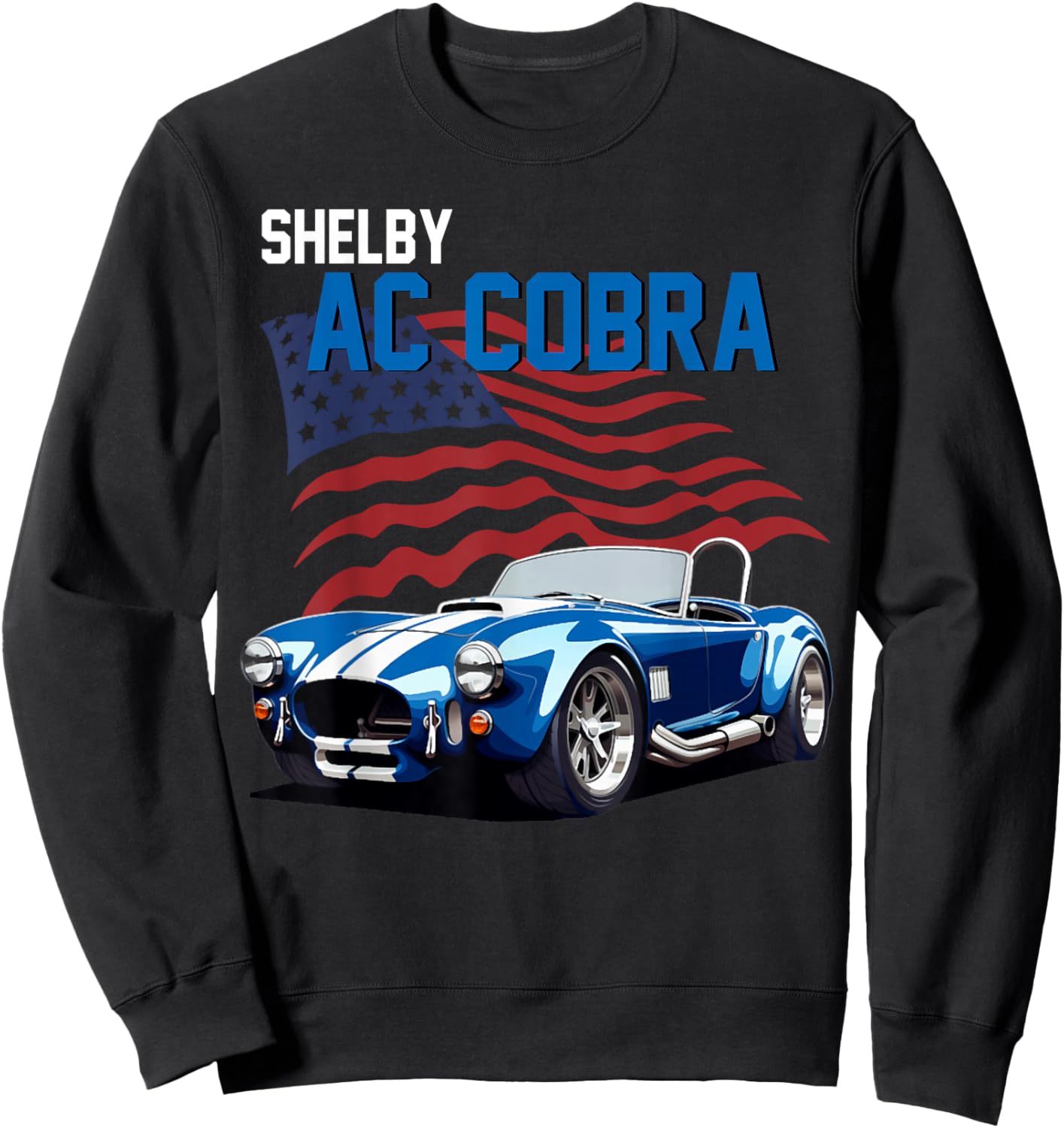 66 68 90s 60s AC Cobra Classic Vintage Old Car USA Flag Sweatshirt - Sweatshirt | Black