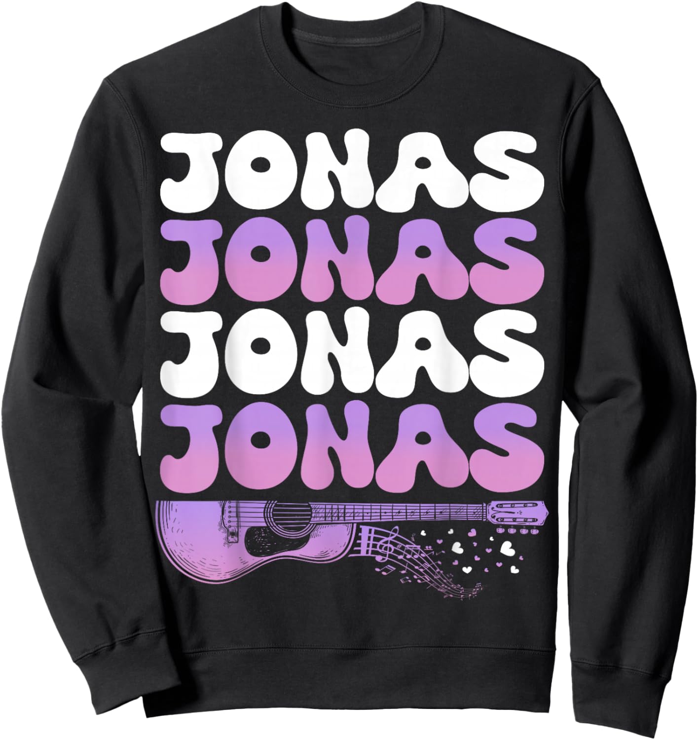 Retro Jonas First Name I Love Jonas 80's Groovy Sweatshirt - Sweatshirt | Black