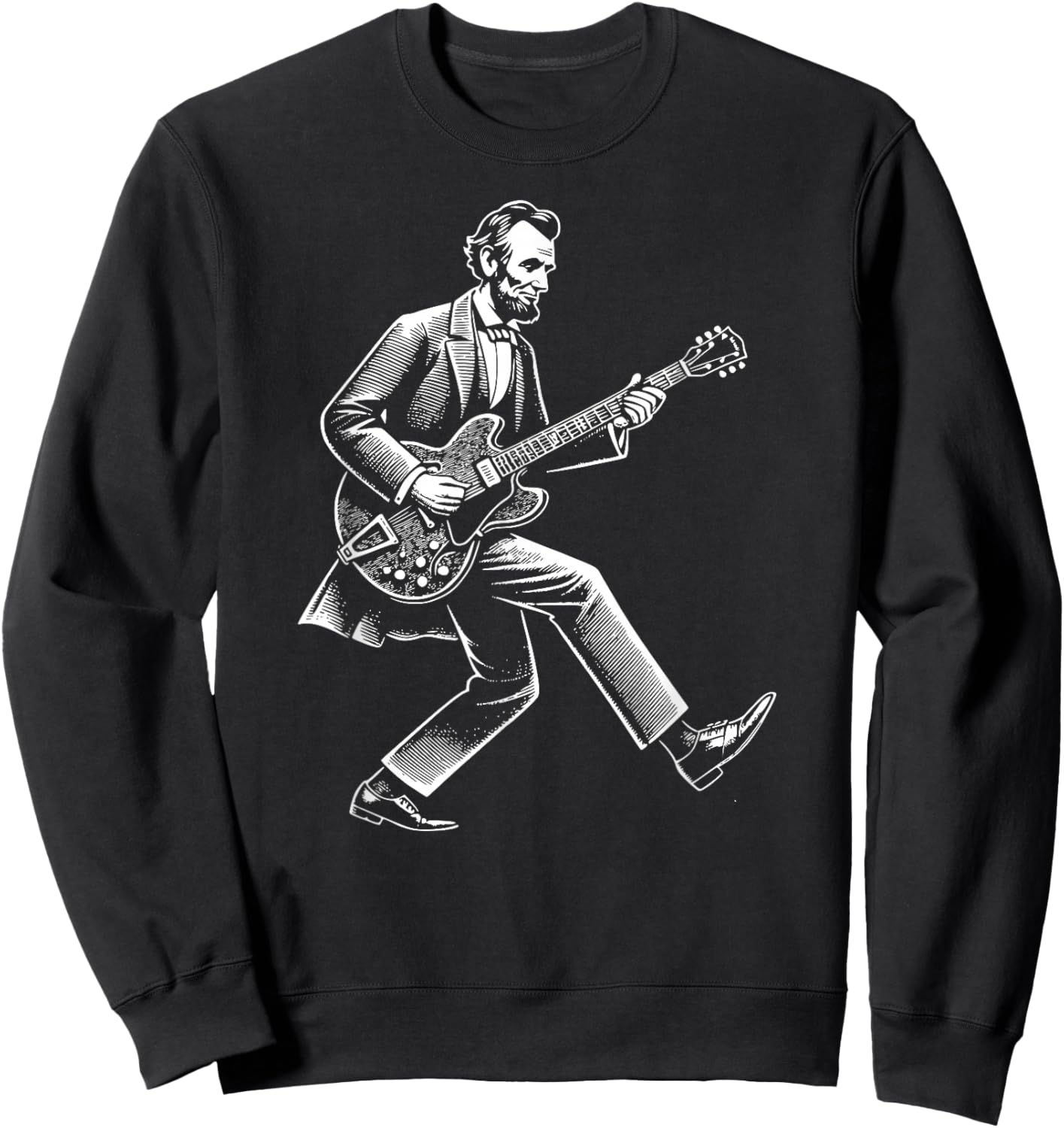 Abraham Lincoln Duck Walk Playing Electric Guitar Funny Sweatshirt - Sweatshirt | Black