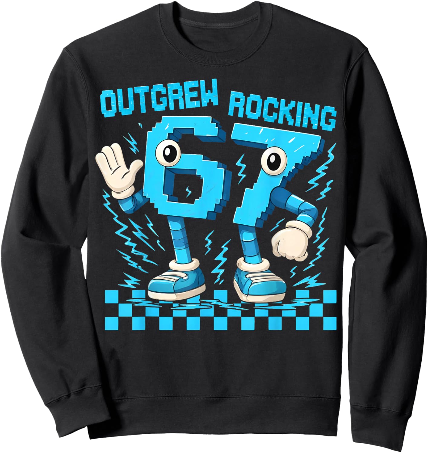 Funny Brainrot Outgrew 6 Rocking 7 Birthday Boy Gift Kid Sweatshirt - Sweatshirt | Black