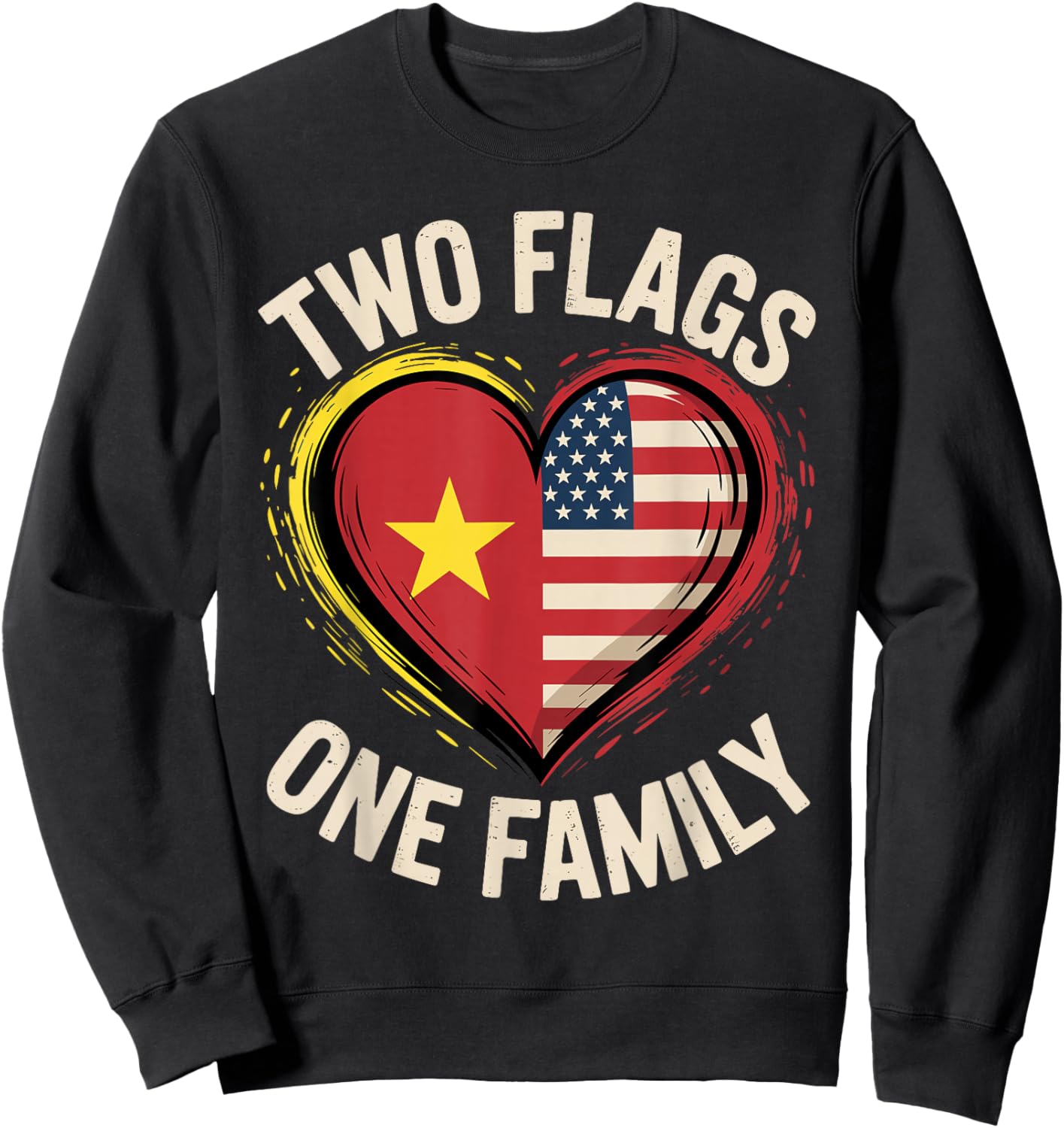 Vietnam USA Two Flags One Family American Vietnamese Roots Sweatshirt - Sweatshirt | Black