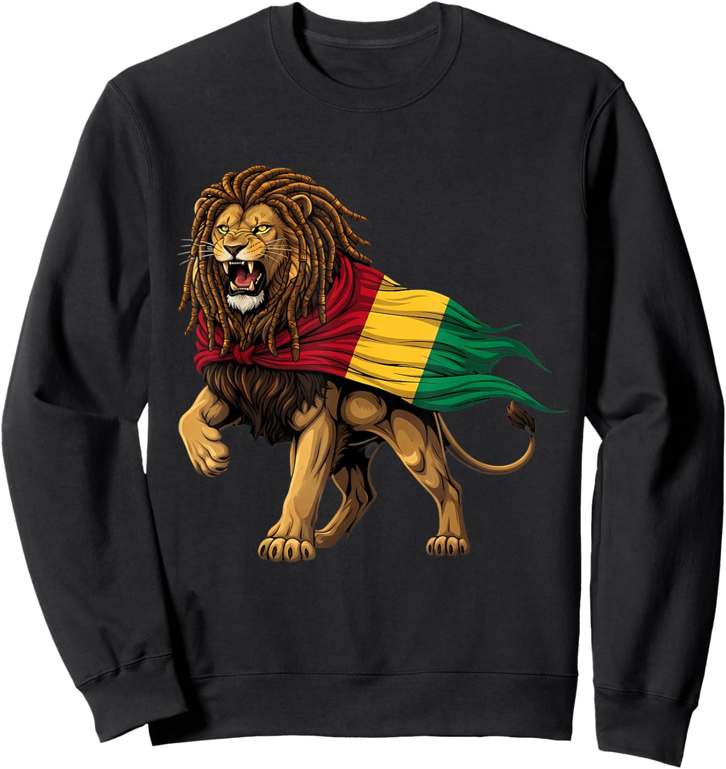 Jamaican Lion of Judah Rastafari Roots Rasta Reggae Music Sweatshirt - Sweatshirt | Black