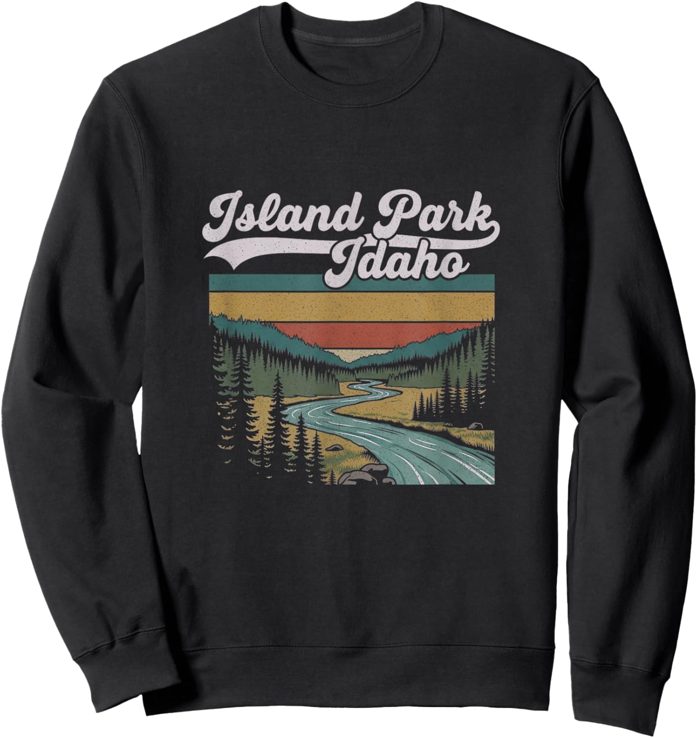 Retro Island Park Idaho Art Design Sweatshirt - Sweatshirt | Black