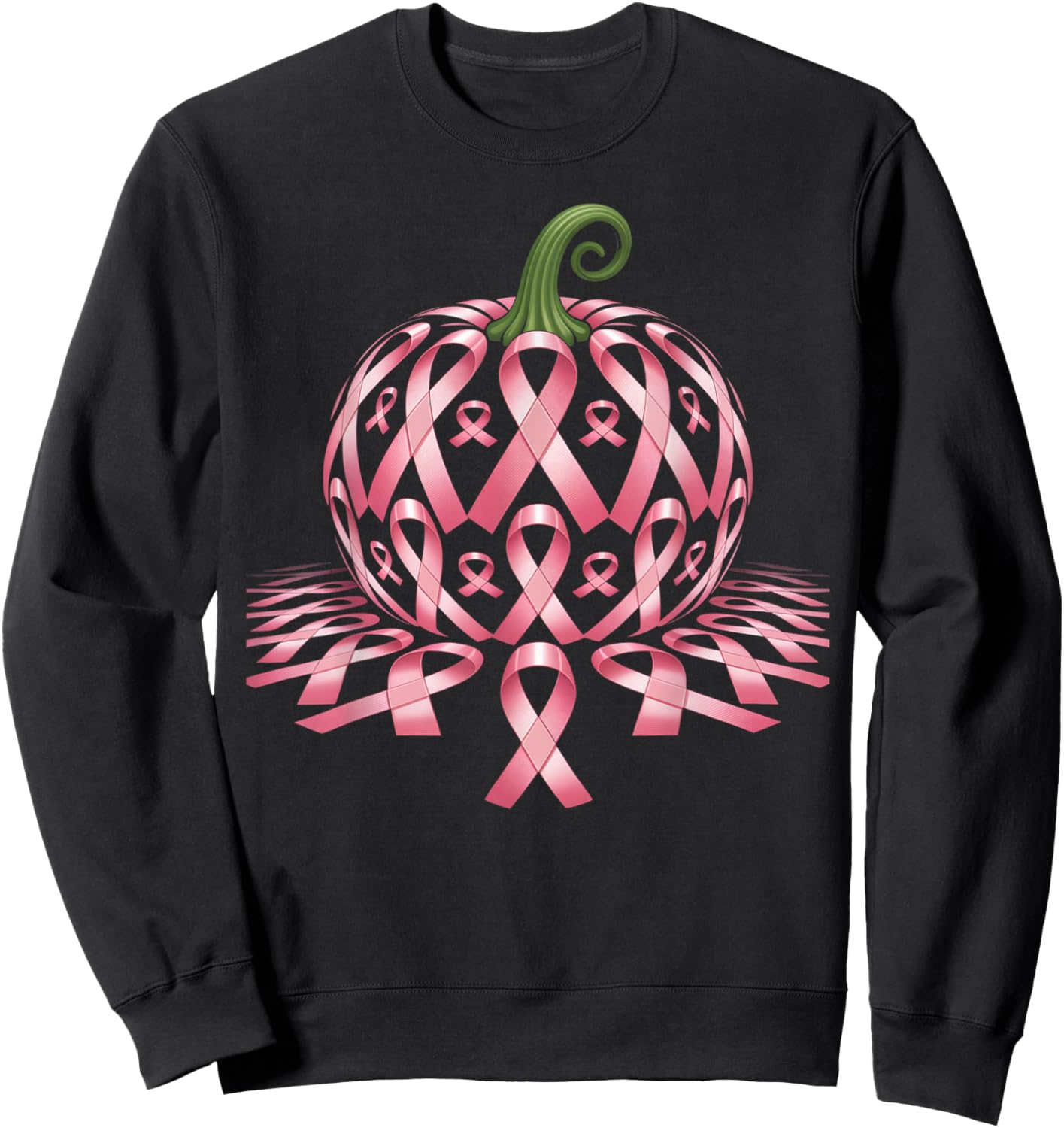 Halloween Pink Ribbon Pumpkin Breast Cancer Awareness Sweatshirt - Sweatshirt | Black