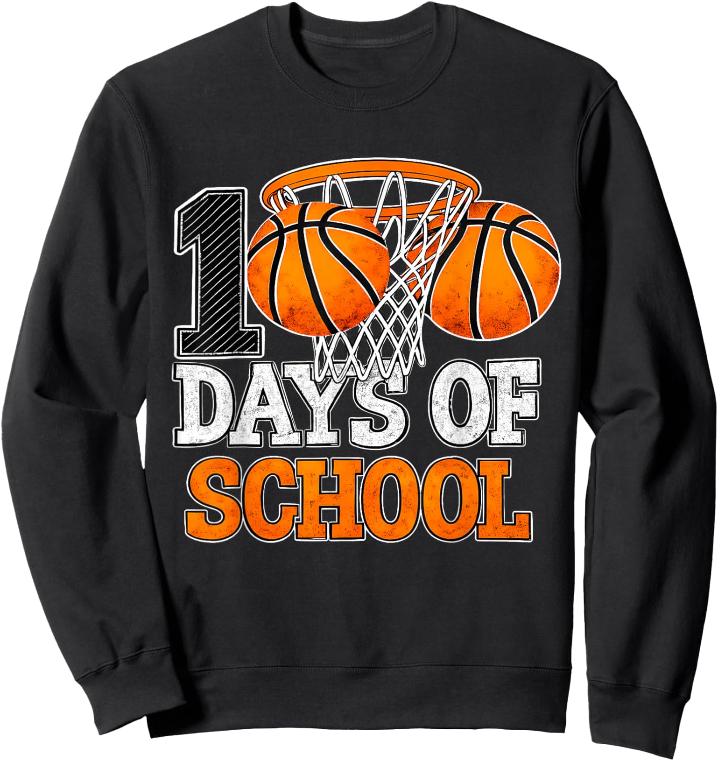 100 Days of School Basketball 100th Day Sport for Kids Boys Sweatshirt - Sweatshirt | Black