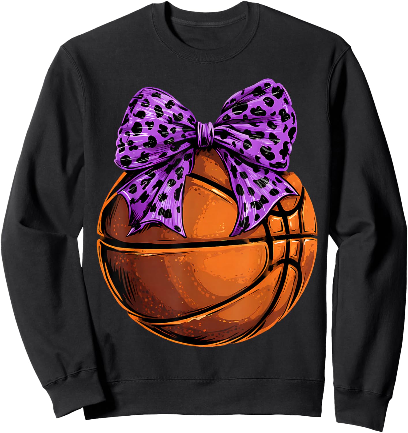 Basketball Coquette Bow Cute Basketball Player Sweatshirt - Sweatshirt | Black