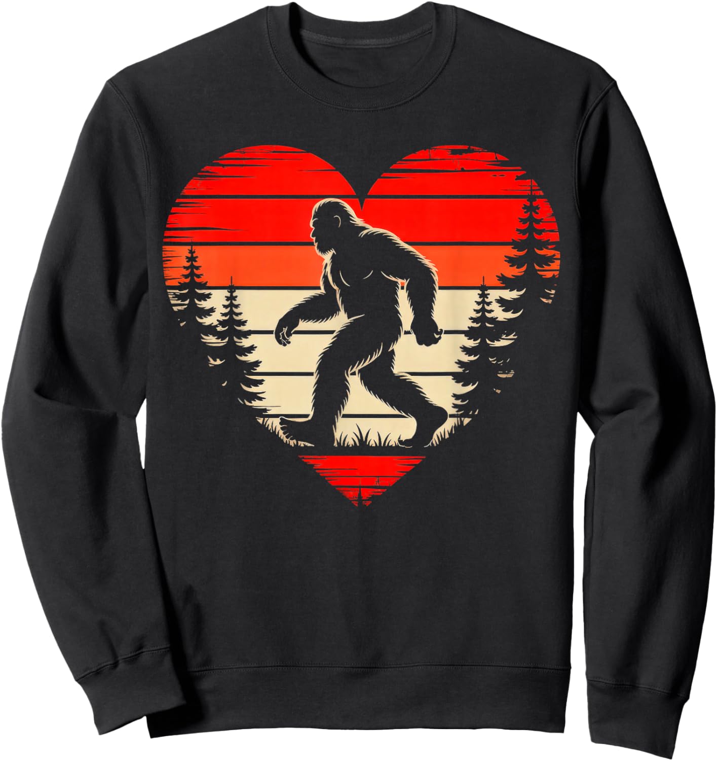 Bigfoot Heart Valentines - Love Sasquatch Sweatshirt - Sweatshirt | Black
